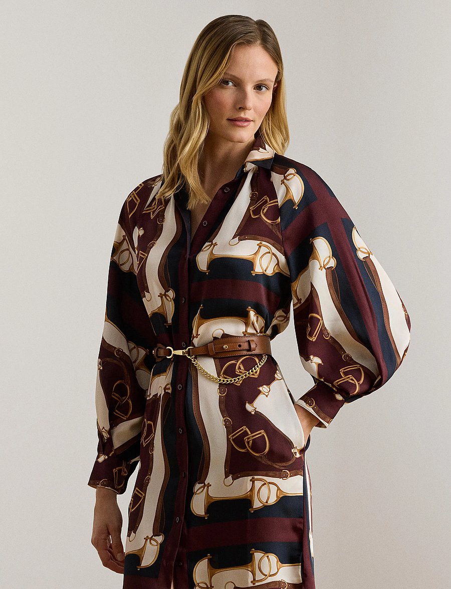 Lauren Ralph Lauren - Equestrian-Print Twill Midi Shirtdress - skjortekjoler - navy/cream multi - 0