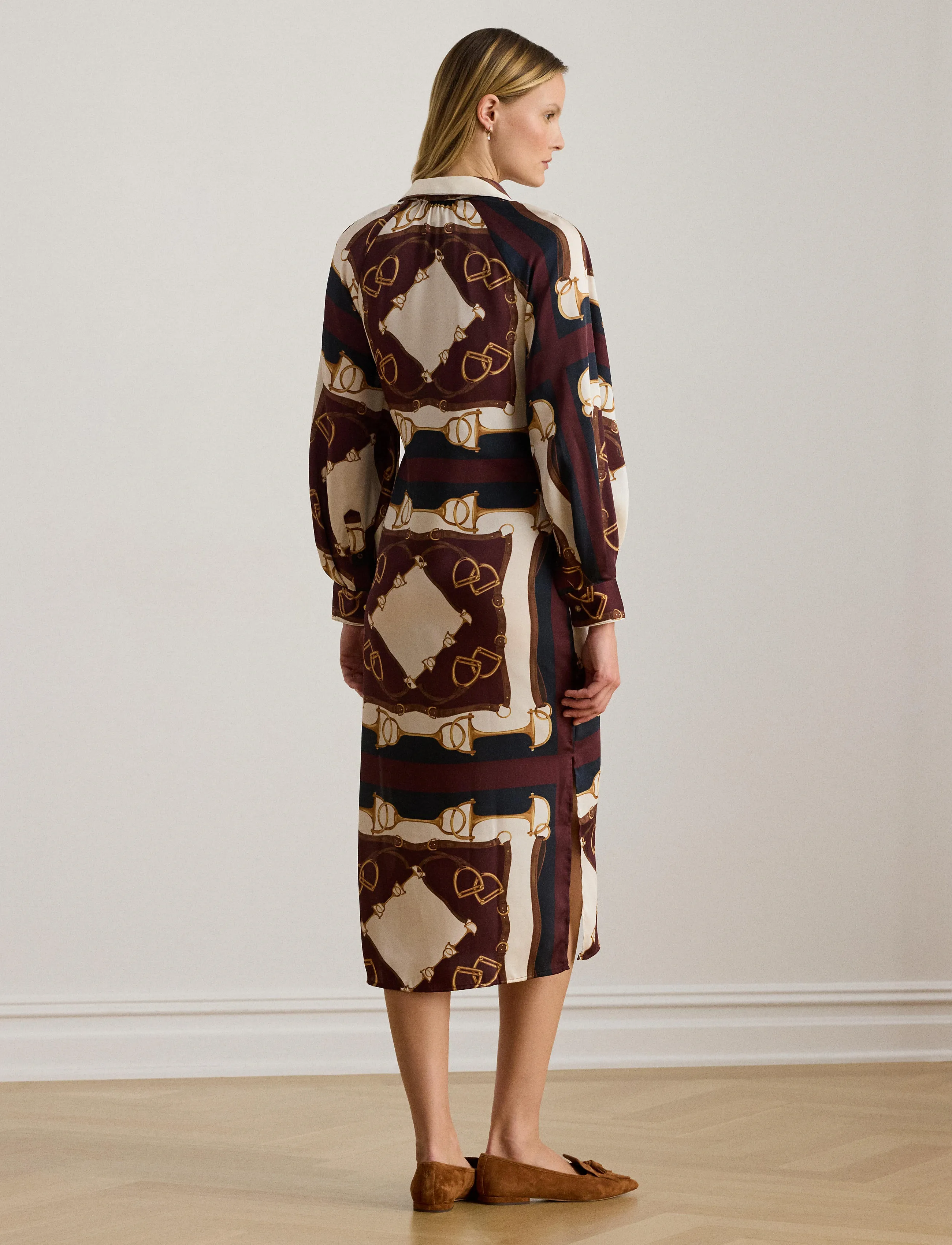 Lauren Ralph Lauren - Equestrian-Print Twill Midi Shirtdress - paitamekot - navy/cream multi - 5