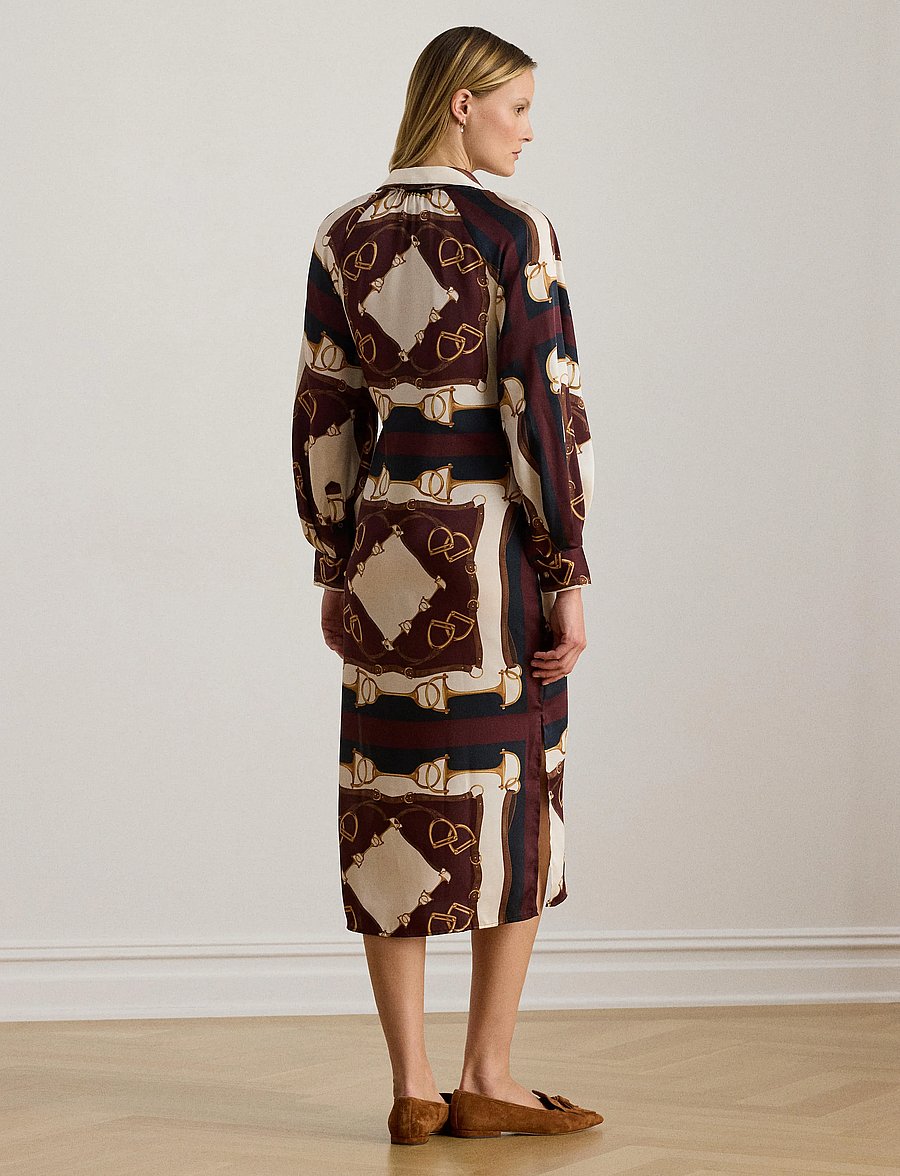 Lauren Ralph Lauren - Equestrian-Print Twill Midi Shirtdress - skjortekjoler - navy/cream multi - 5
