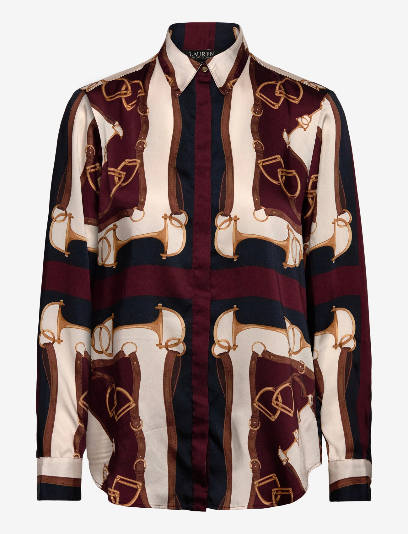 Lauren Ralph Lauren - Classic Fit Equestrian-Print Twill Shirt - langærmede skjorter - navy/cream multi - 0