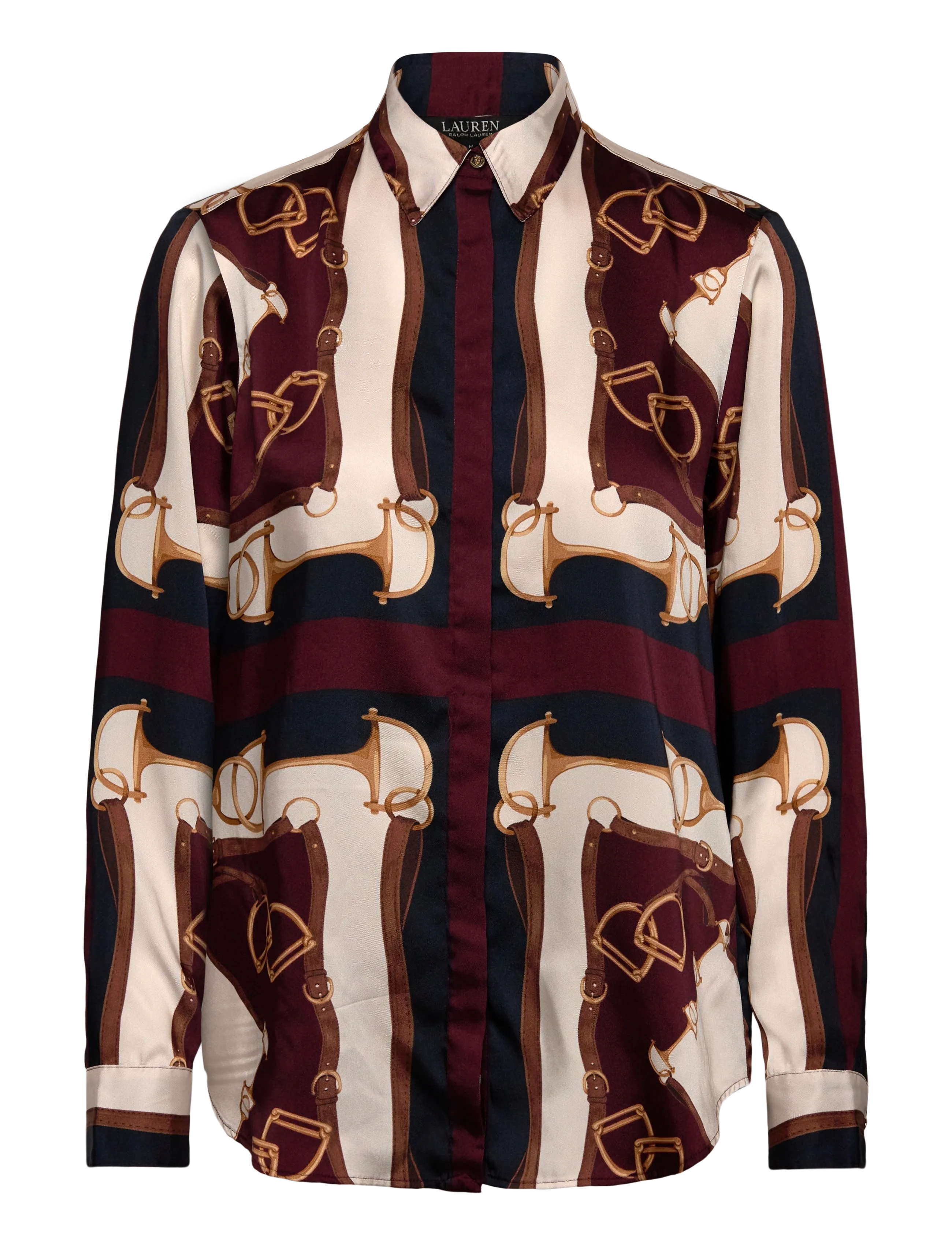 Classic Fit Equestrian-Print Twill Shirt - NAVY/CREAM MULTI