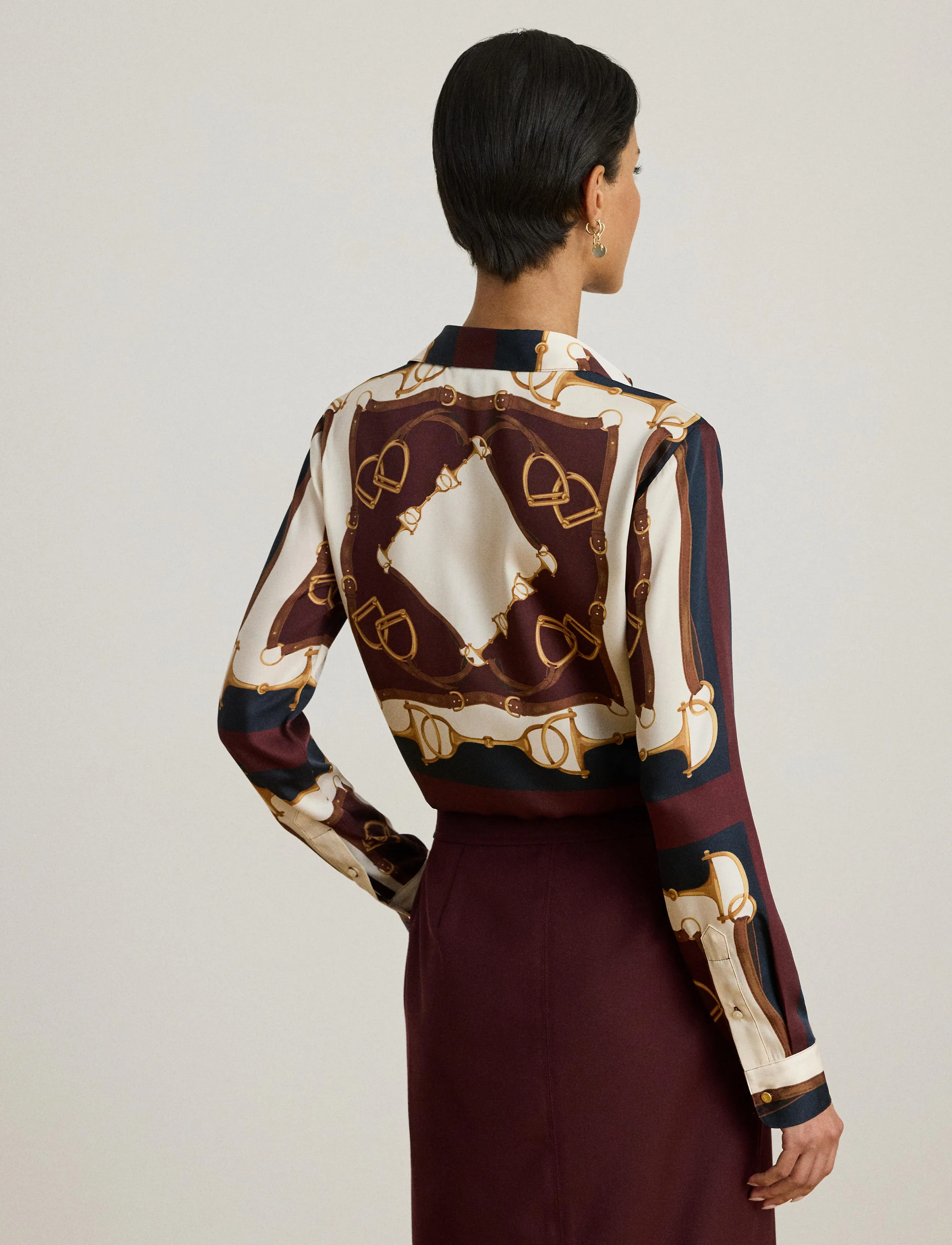 Lauren Ralph Lauren Classic Fit Equestrian-Print Twill Shirt - Lauren Ralph Lauren - NAVY/CREAM MULTI / multi