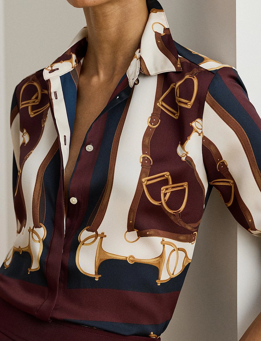 Lauren Ralph Lauren - Classic Fit Equestrian-Print Twill Shirt - koszule z długimi rękawami - navy/cream multi - 4