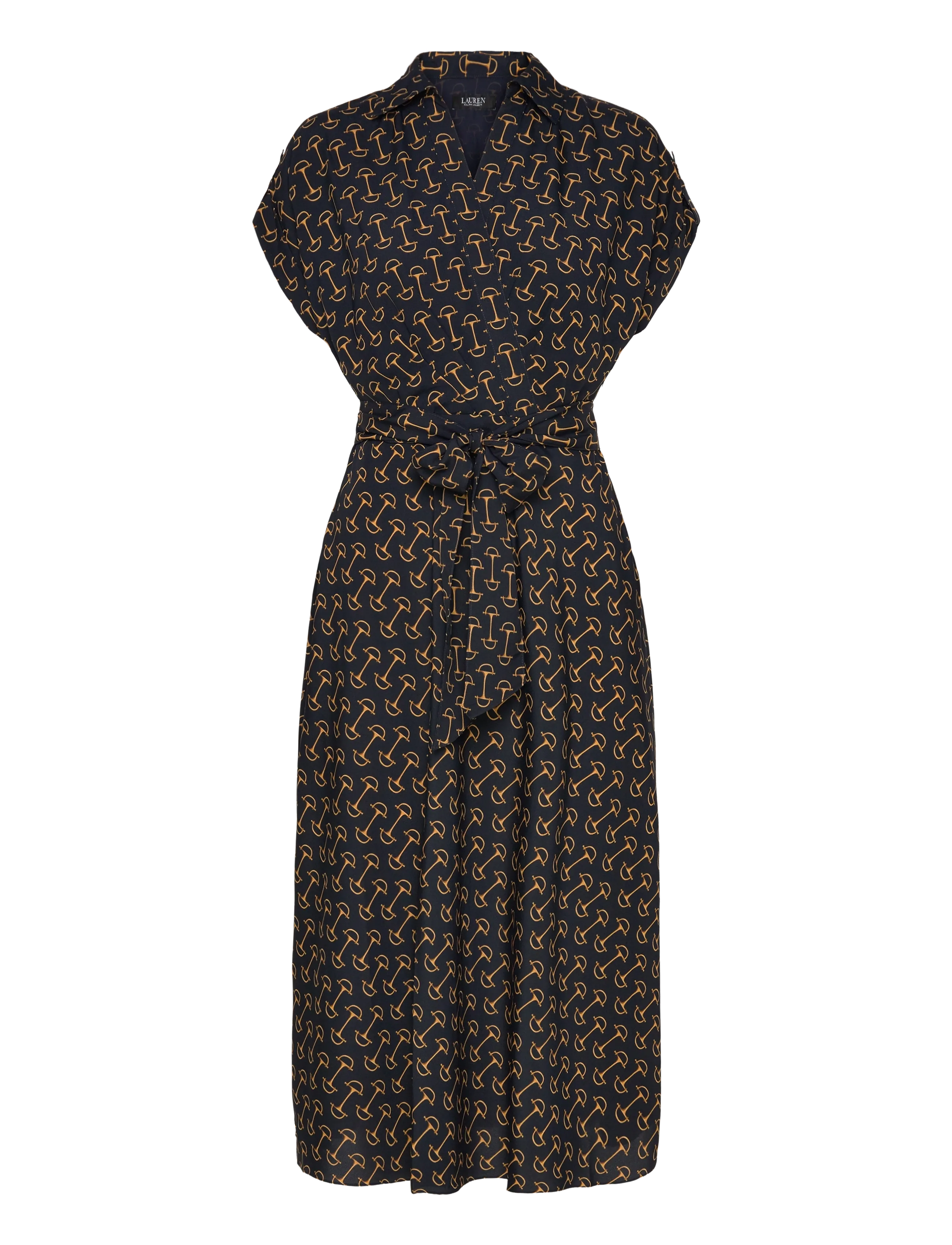 Lauren Ralph Lauren Geo-Print Belted Crepe Dress - Nyheder - NAVY MULTI / multi