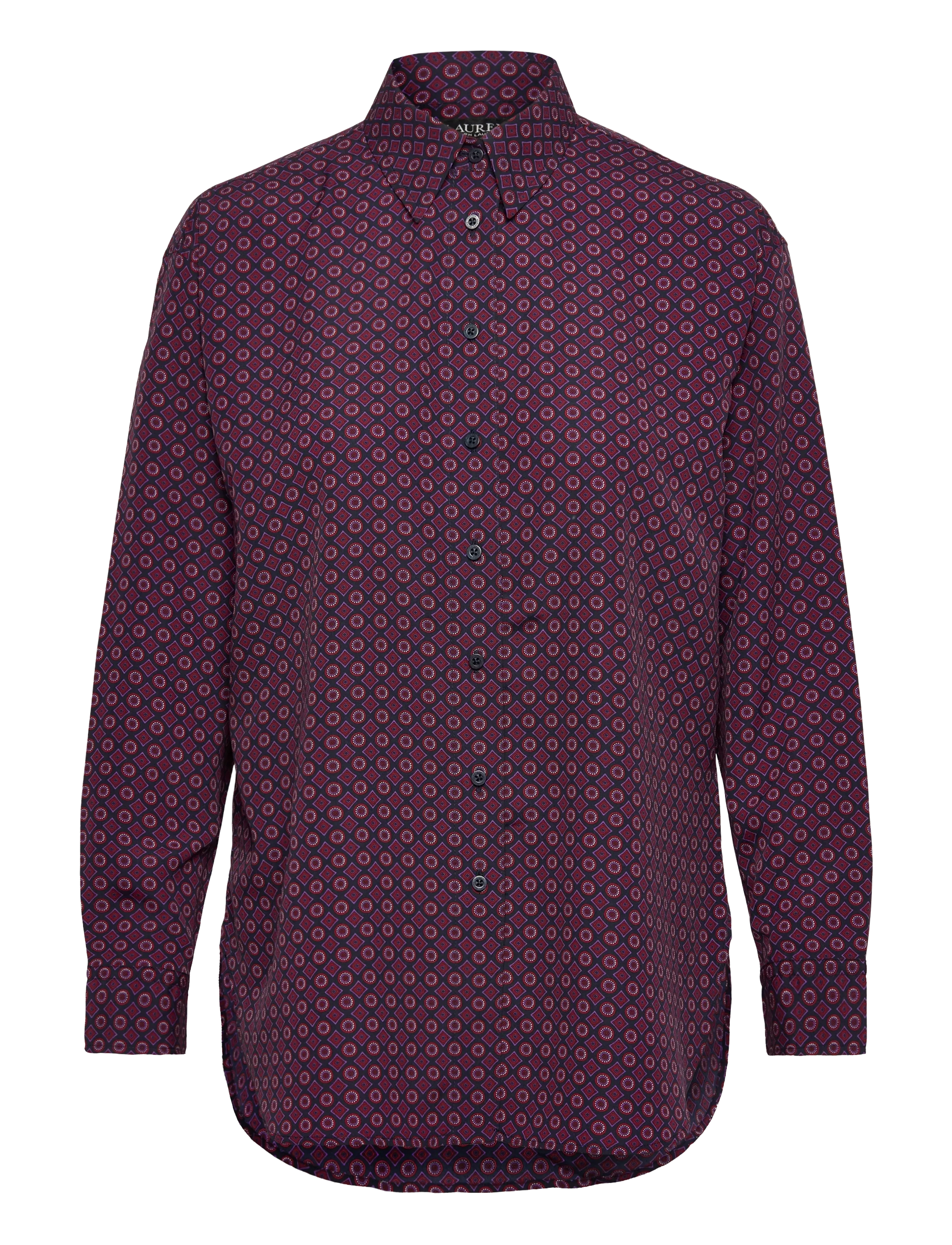 LAUREN RALPH LAUREN Relaxed Fit Foulard-Print Crepe Shirt Burgundy - L - Damen
