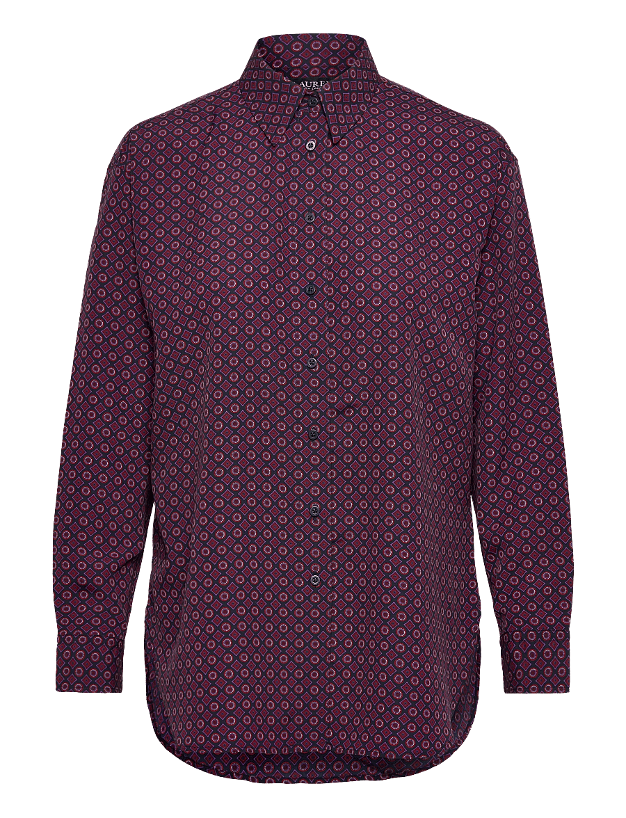 Lauren Ralph Lauren - Relaxed Fit Foulard-Print Crepe Shirt - långärmade skjortor - navy multi - 1