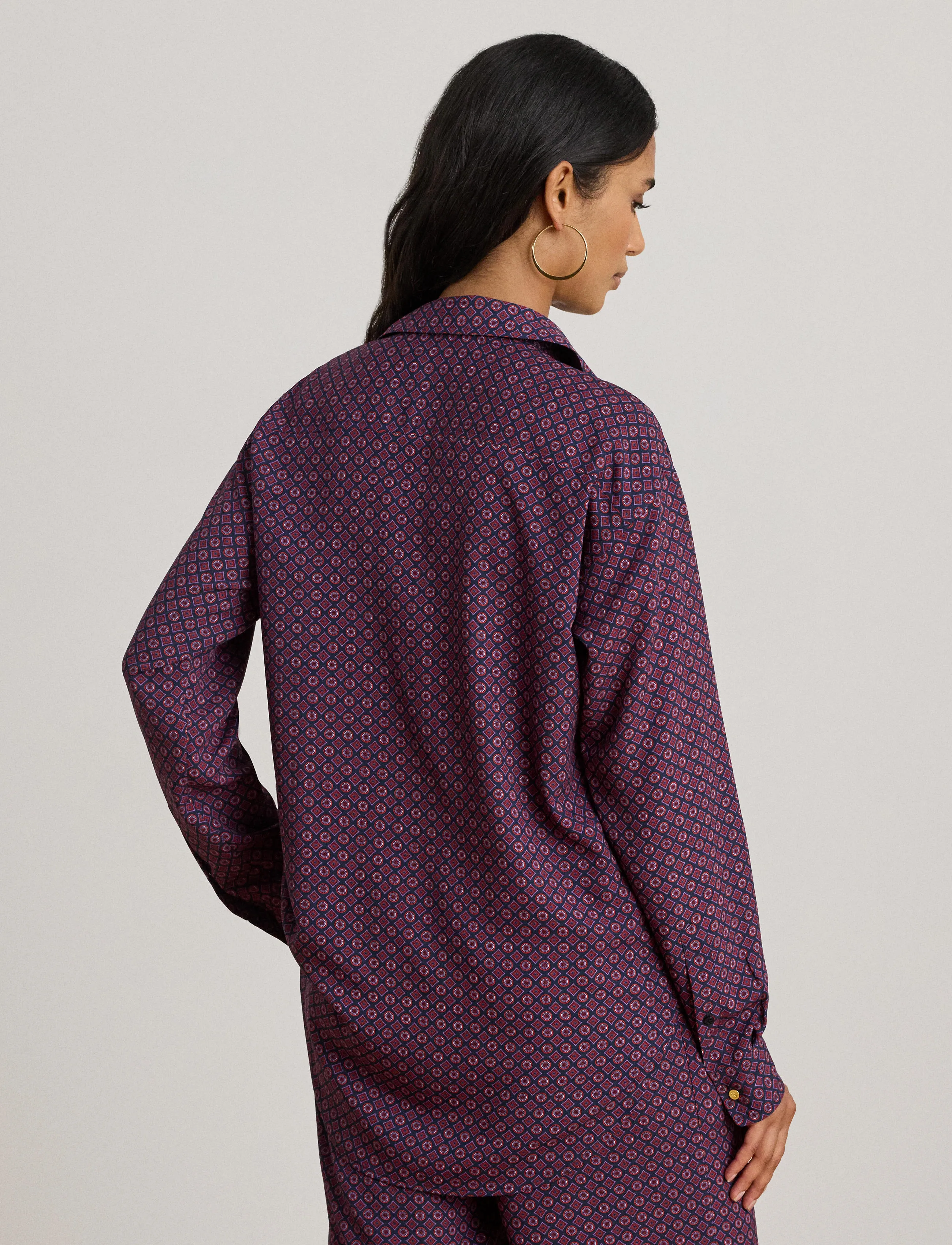 Lauren Ralph Lauren - Relaxed Fit Foulard-Print Crepe Shirt - långärmade skjortor - navy multi - 5