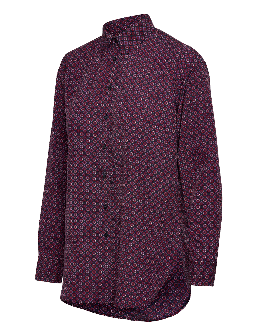 Lauren Ralph Lauren - Relaxed Fit Foulard-Print Crepe Shirt - långärmade skjortor - navy multi - 4
