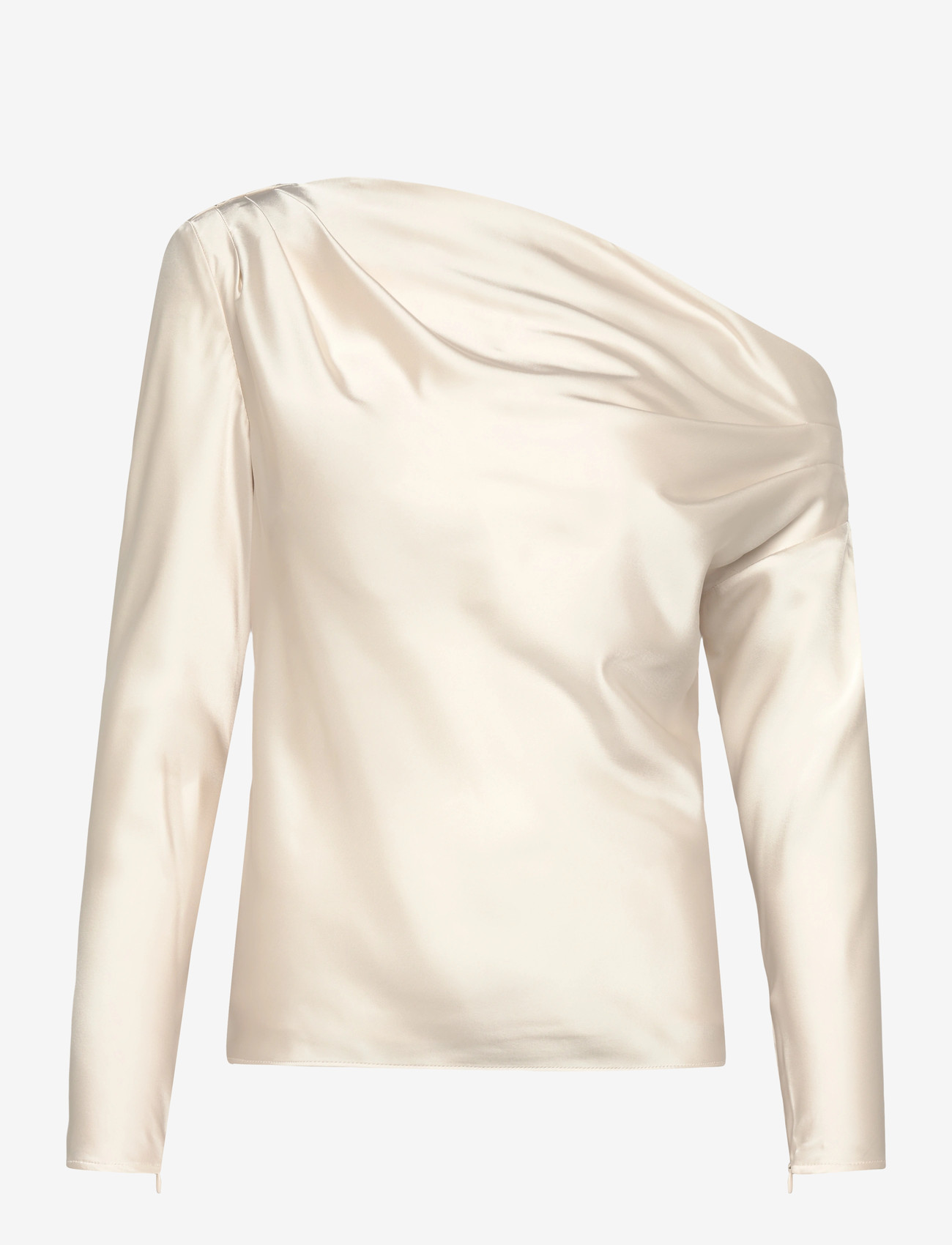 Lauren Ralph Lauren - Satin Charmeuse Off-the-Shoulder Blouse - langærmede bluser - mascarpone cream - 0