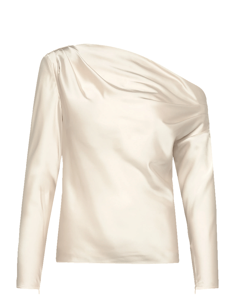 Lauren Ralph Lauren - Satin Charmeuse Off-the-Shoulder Blouse - long sleeved blouses - mascarpone cream - 0