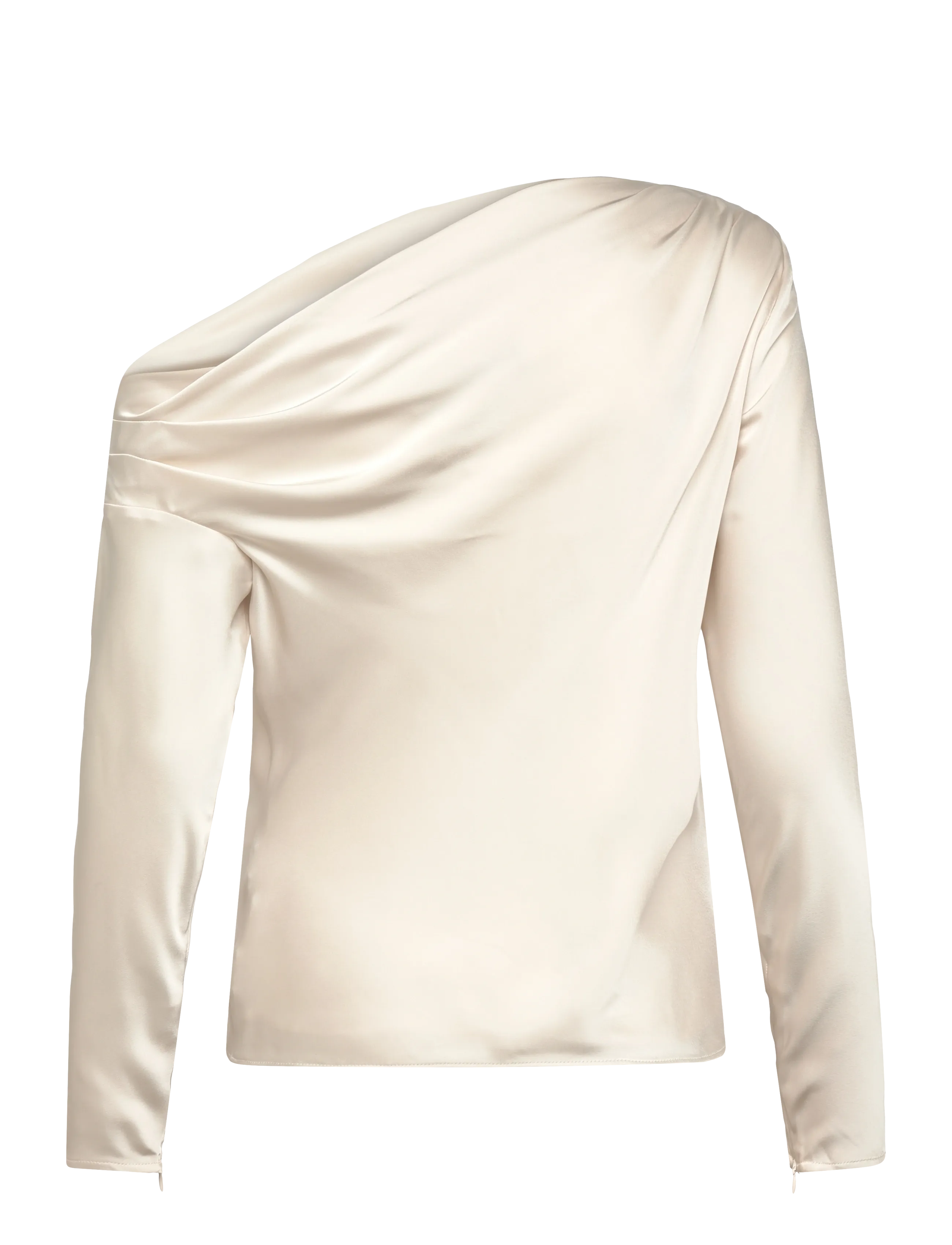 Lauren Ralph Lauren - Satin Charmeuse Off-the-Shoulder Blouse - langærmede bluser - mascarpone cream - 2