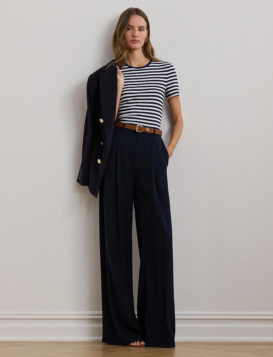 Lauren Ralph Lauren - Double-Faced Georgette Wide-Leg Pant - anzugshosen - lauren navy - 0