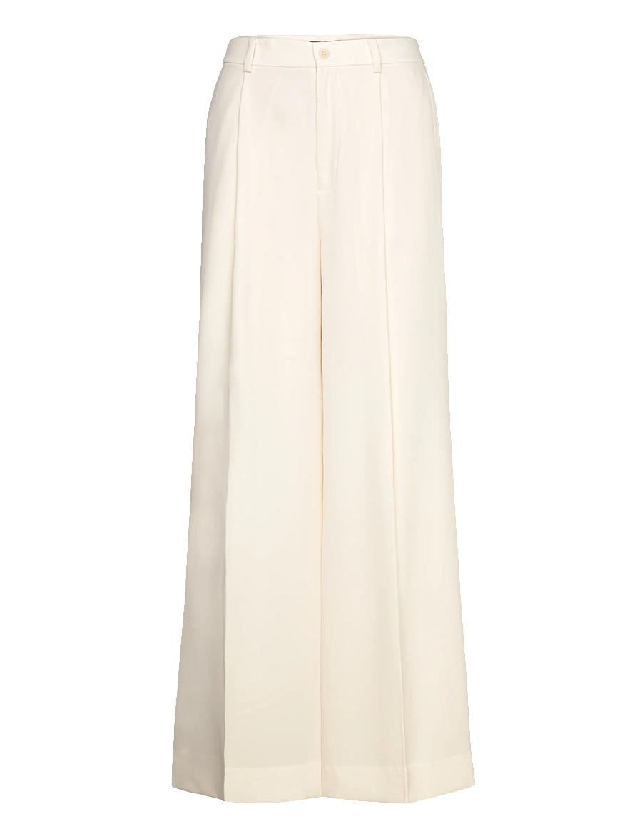 Lauren Ralph Lauren - Double-Faced Georgette Wide-Leg Pant - puvunhousut - mascarpone cream - 1