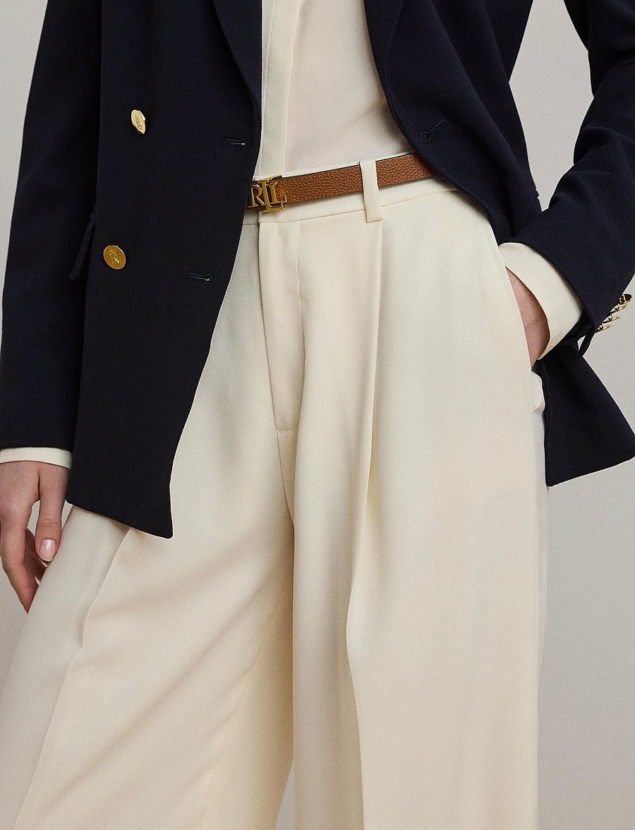 Lauren Ralph Lauren - Double-Faced Georgette Wide-Leg Pant - puvunhousut - mascarpone cream - 4