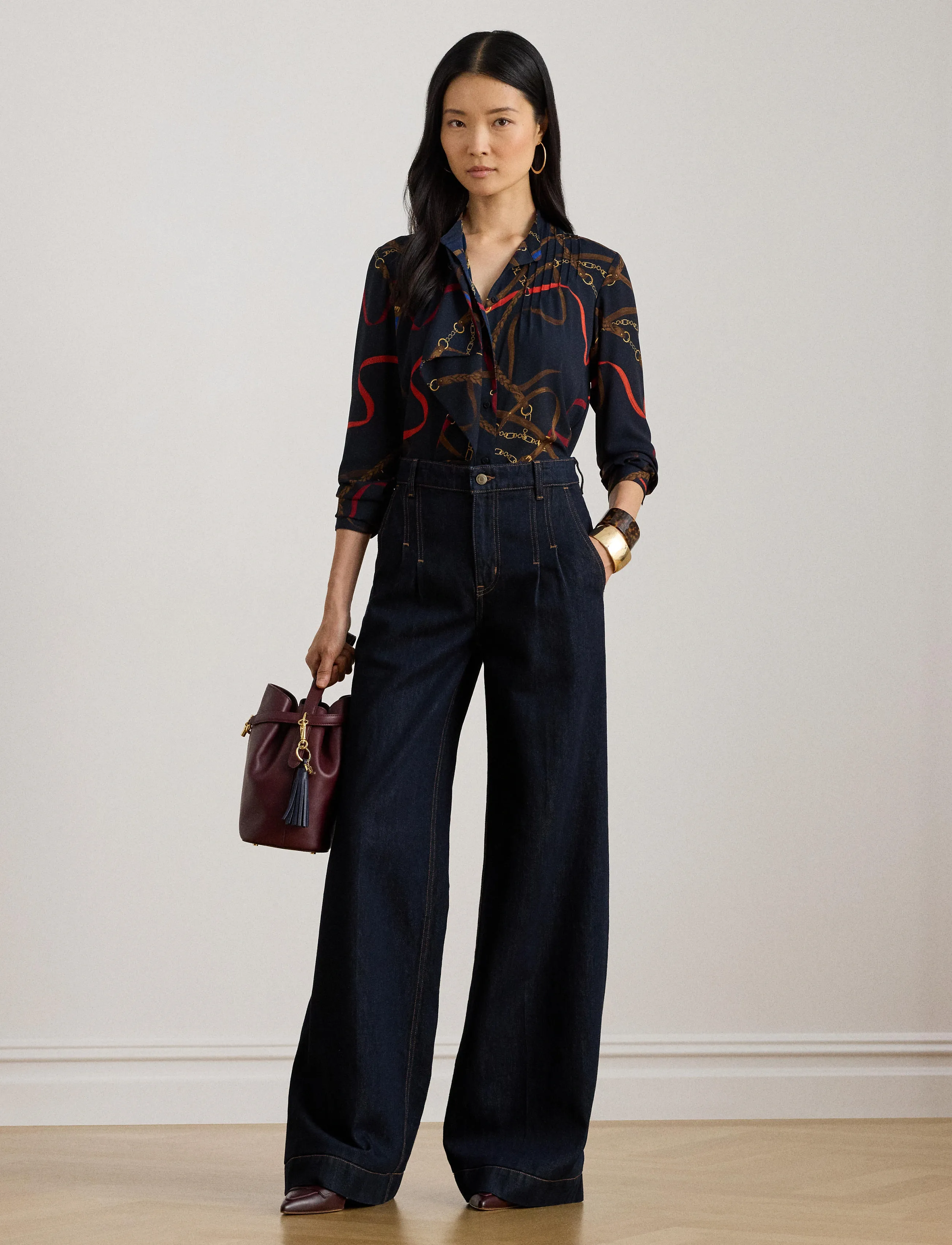 Lauren Ralph Lauren - Pleated High-Rise Wide-Leg Jean - džinsi ar platām starām - vayra wash - 5
