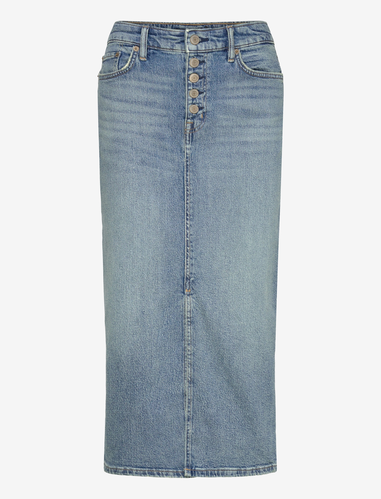 Lauren Ralph Lauren - Denim Pencil Midi Skirt - denimnederdele - odwin wash - 0