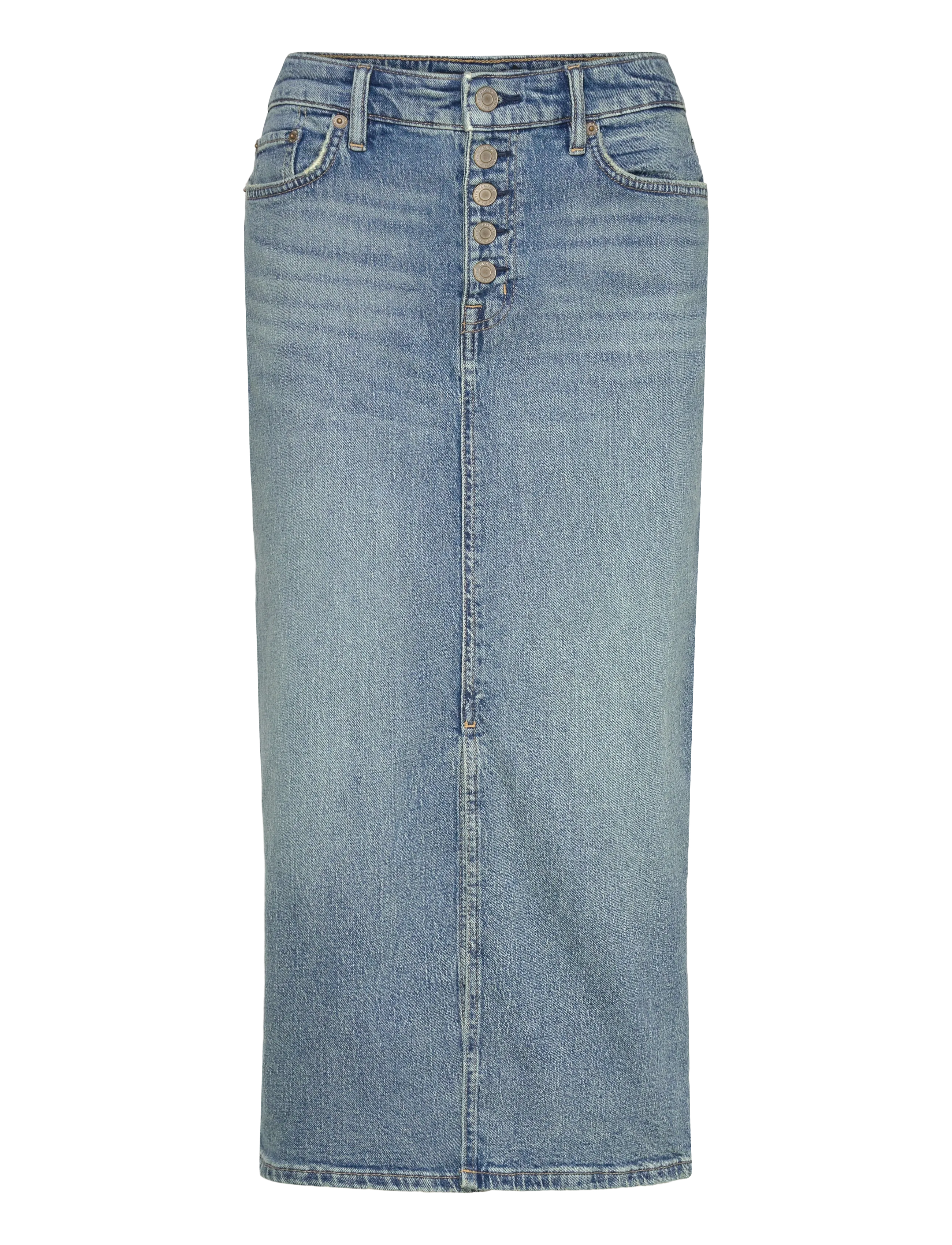 Lauren Ralph Lauren Denim Pencil Midi Skirt - Denimnederdele - ODWIN WASH / blue