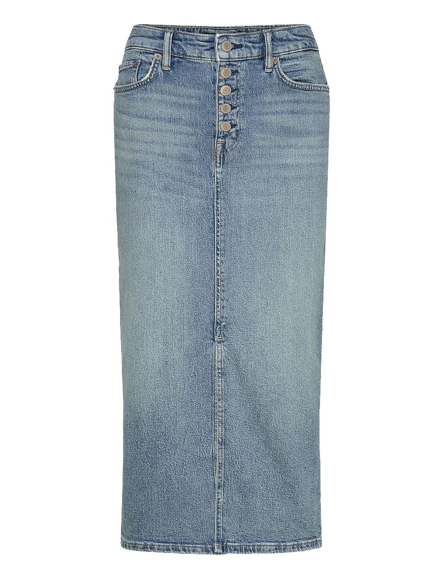 Lauren Ralph Lauren - Denim Pencil Midi Skirt - jeanskjolar - odwin wash - 1