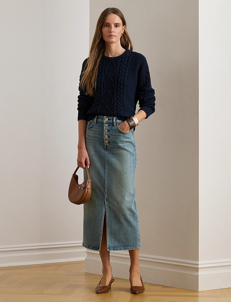 Lauren Ralph Lauren - Denim Pencil Midi Skirt - jeanskjolar - odwin wash - 3