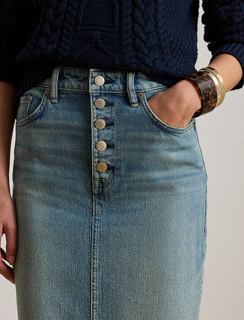 Lauren Ralph Lauren - Denim Pencil Midi Skirt - jeanskjolar - odwin wash - 4