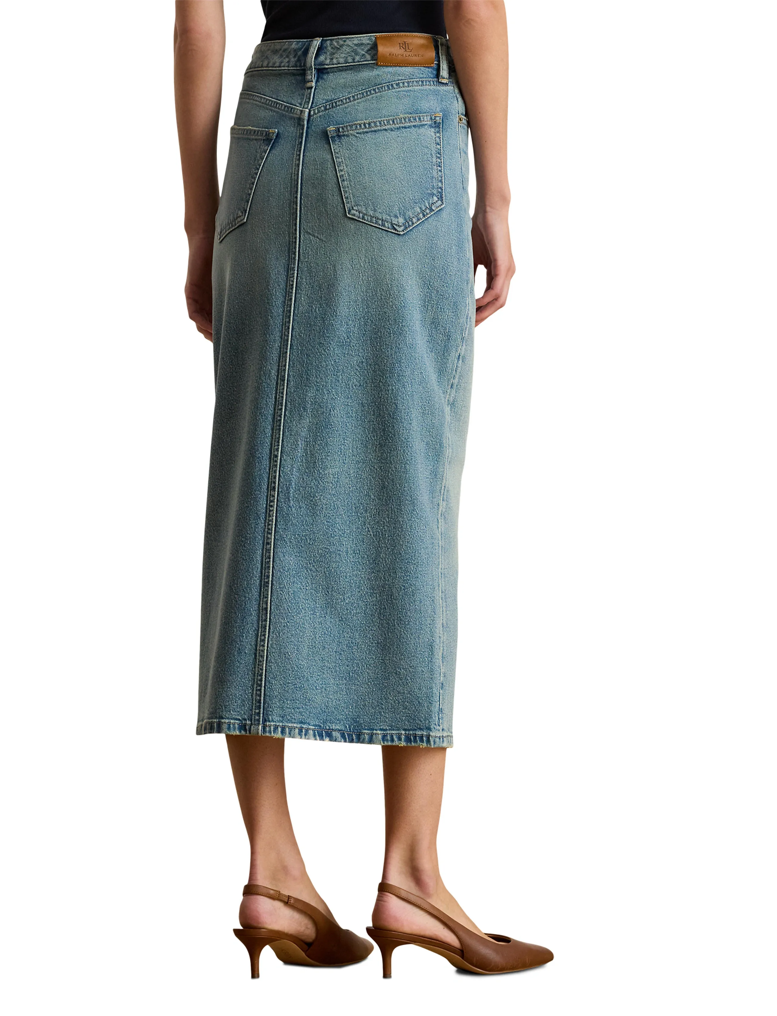 Lauren Ralph Lauren - Denim Pencil Midi Skirt - jeanskjolar - odwin wash - 5