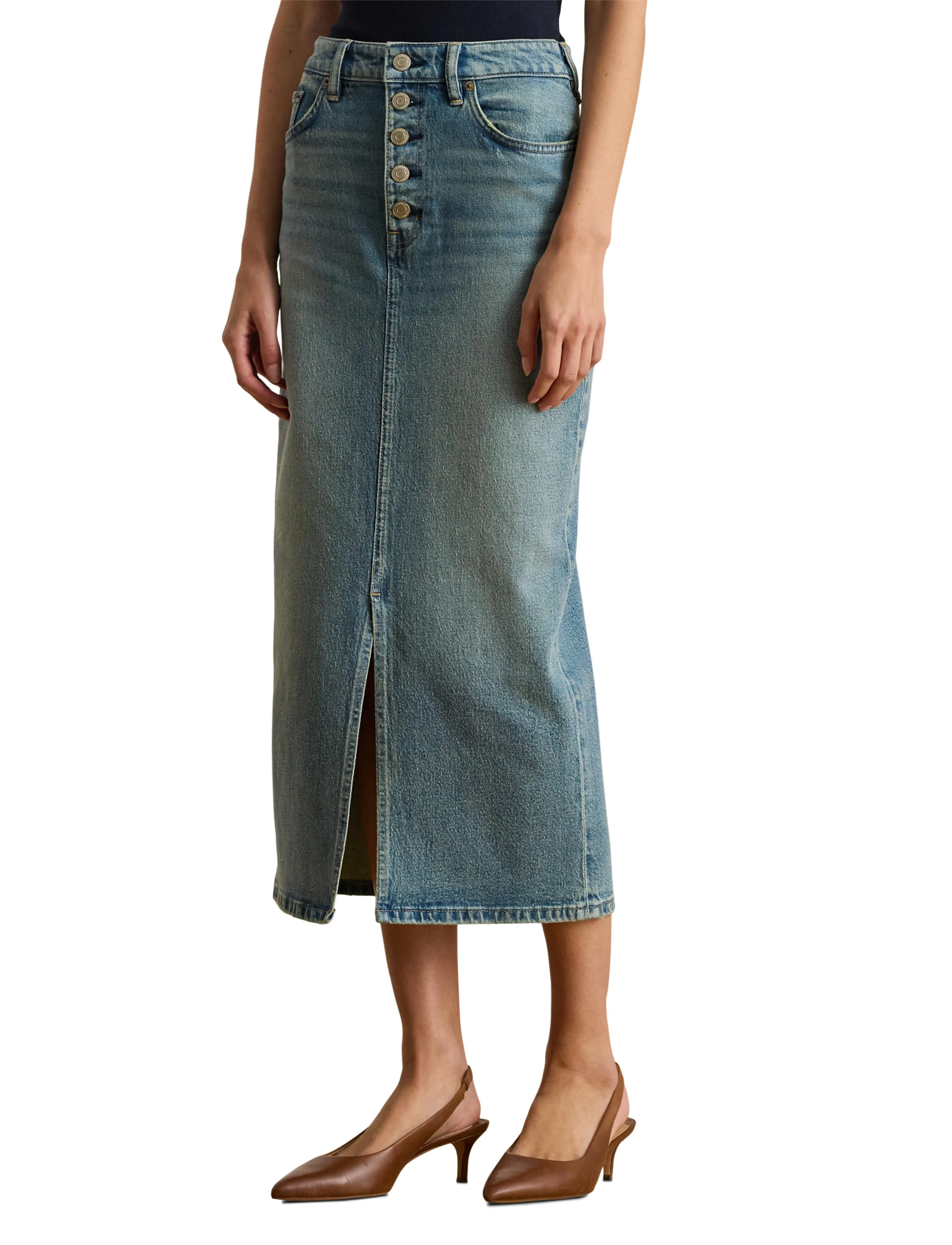 Lauren Ralph Lauren Denim Pencil Midi Skirt jeanskjolar dam – bild 5