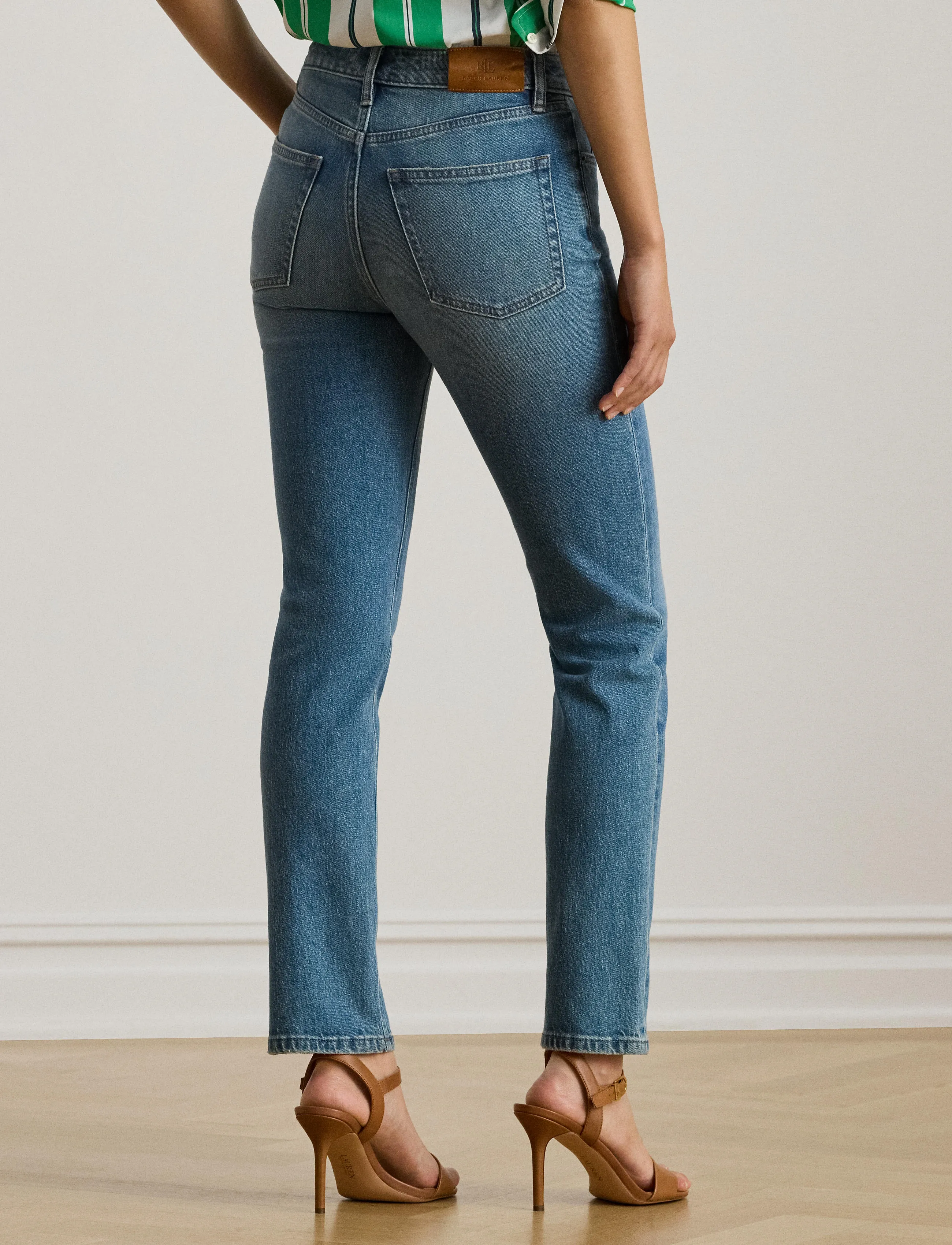 Lauren Ralph Lauren High-Rise Straight Ankle Jean, Kvinder, Højtaljede Lige Ankel Jeans, Blå, Str: 34
