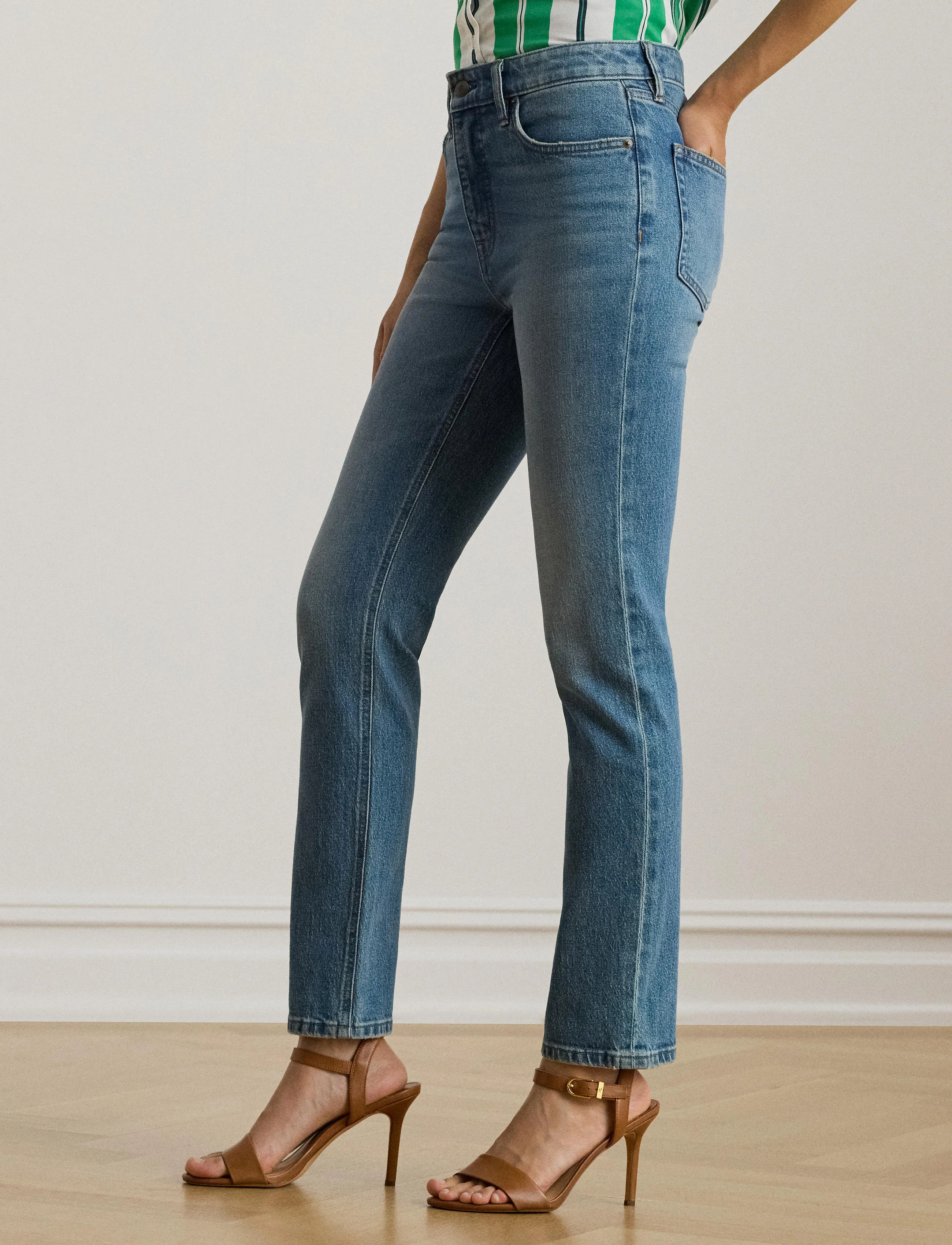 Lauren Ralph Lauren High-Rise Straight Ankle Jean - Teksad - GALVIN WASH / blue