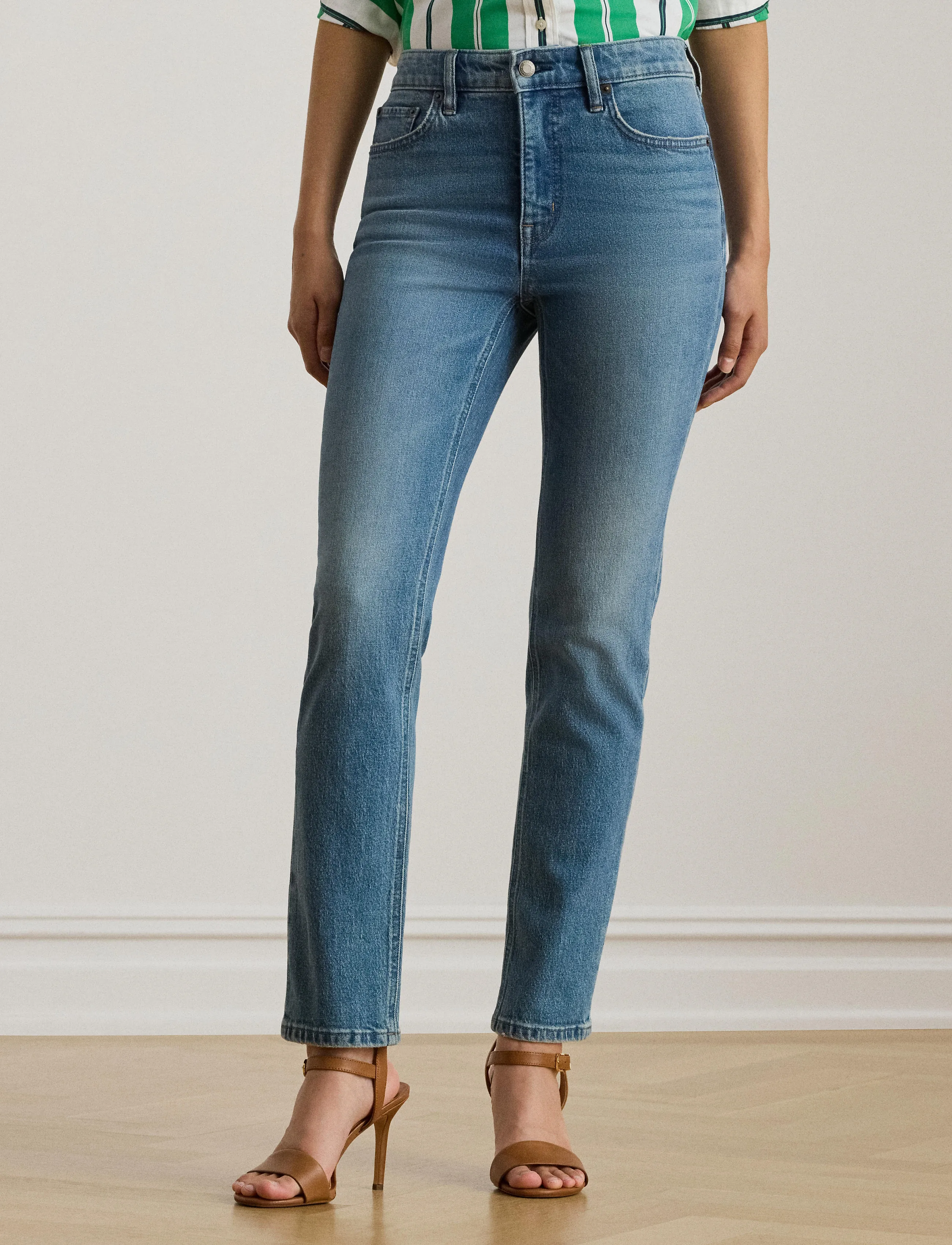 Lauren Ralph Lauren High-Rise Straight Ankle Jean - Tøj - GALVIN WASH / blue