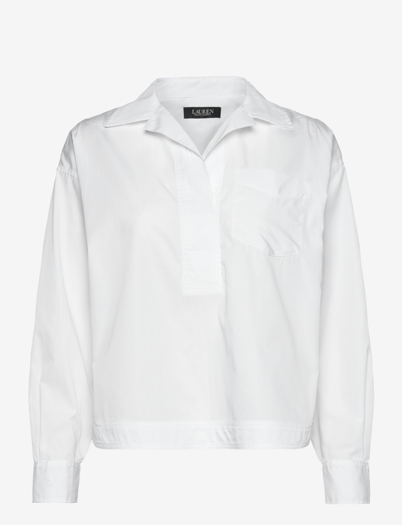 Lauren Ralph Lauren - Cotton Broadcloth Cropped Shirt - långärmade skjortor - white - 0
