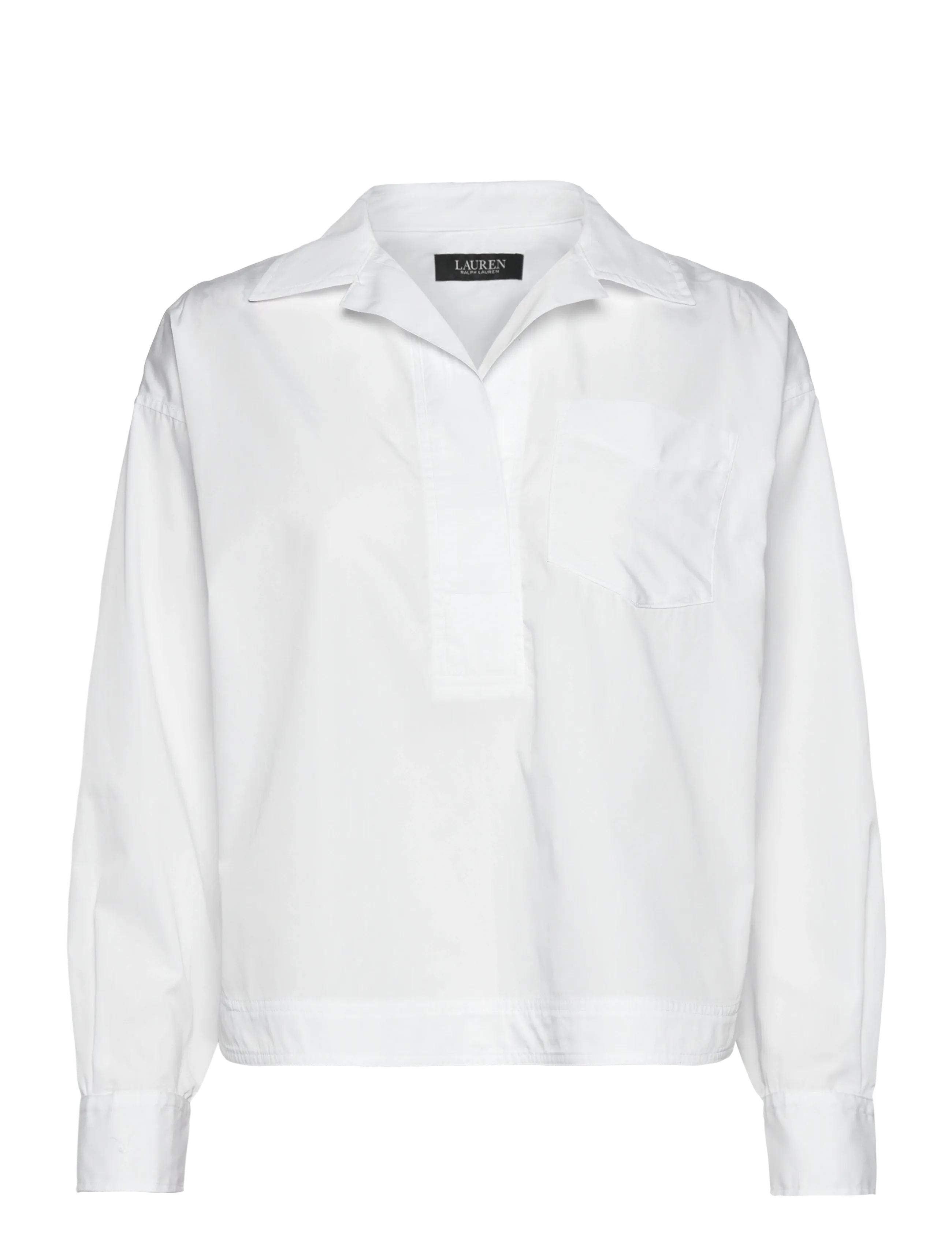 Lauren Ralph Lauren - Cotton Broadcloth Cropped Shirt - langärmlige hemden - white - 1