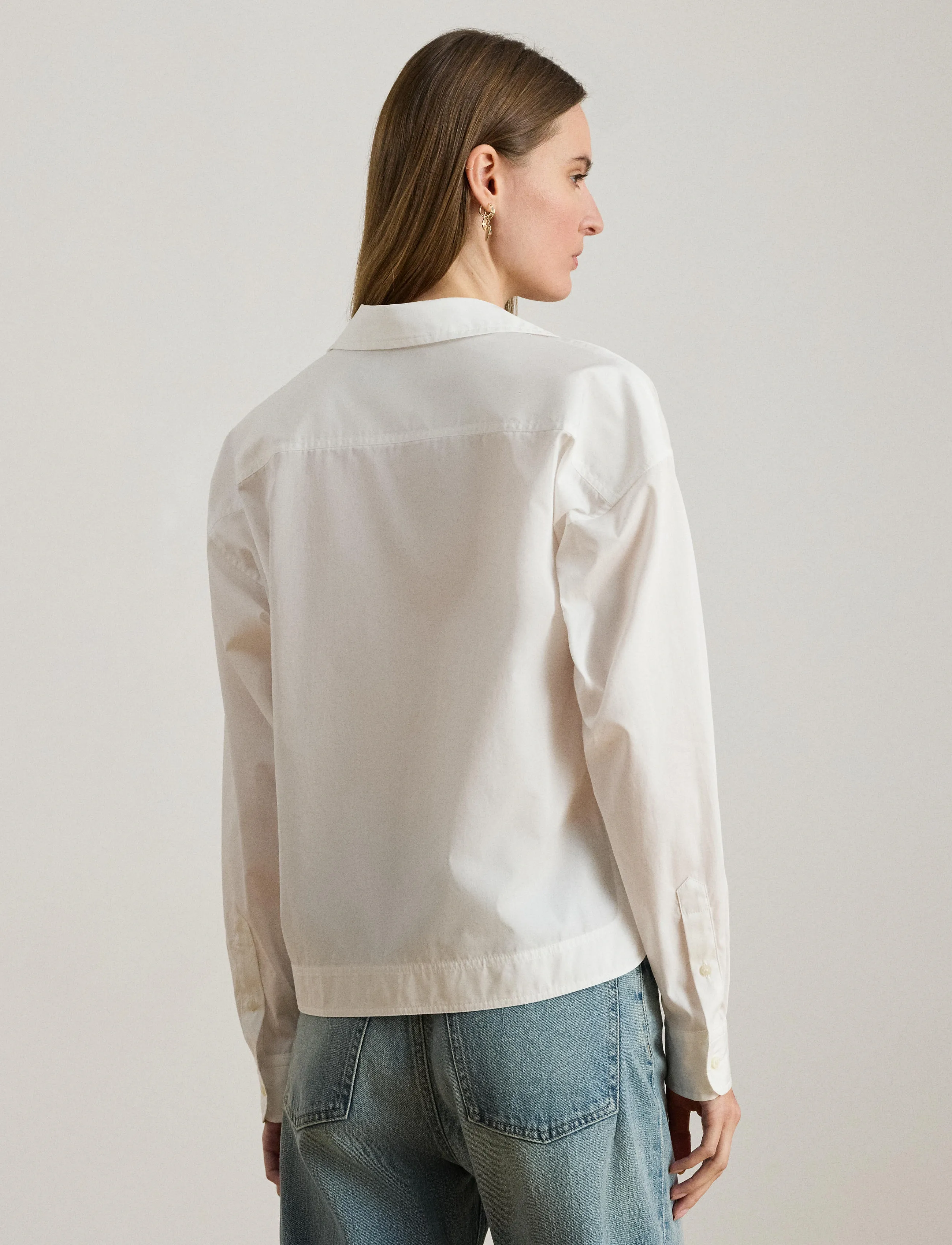 Lauren Ralph Lauren - Cotton Broadcloth Cropped Shirt - long-sleeved shirts - white - 3