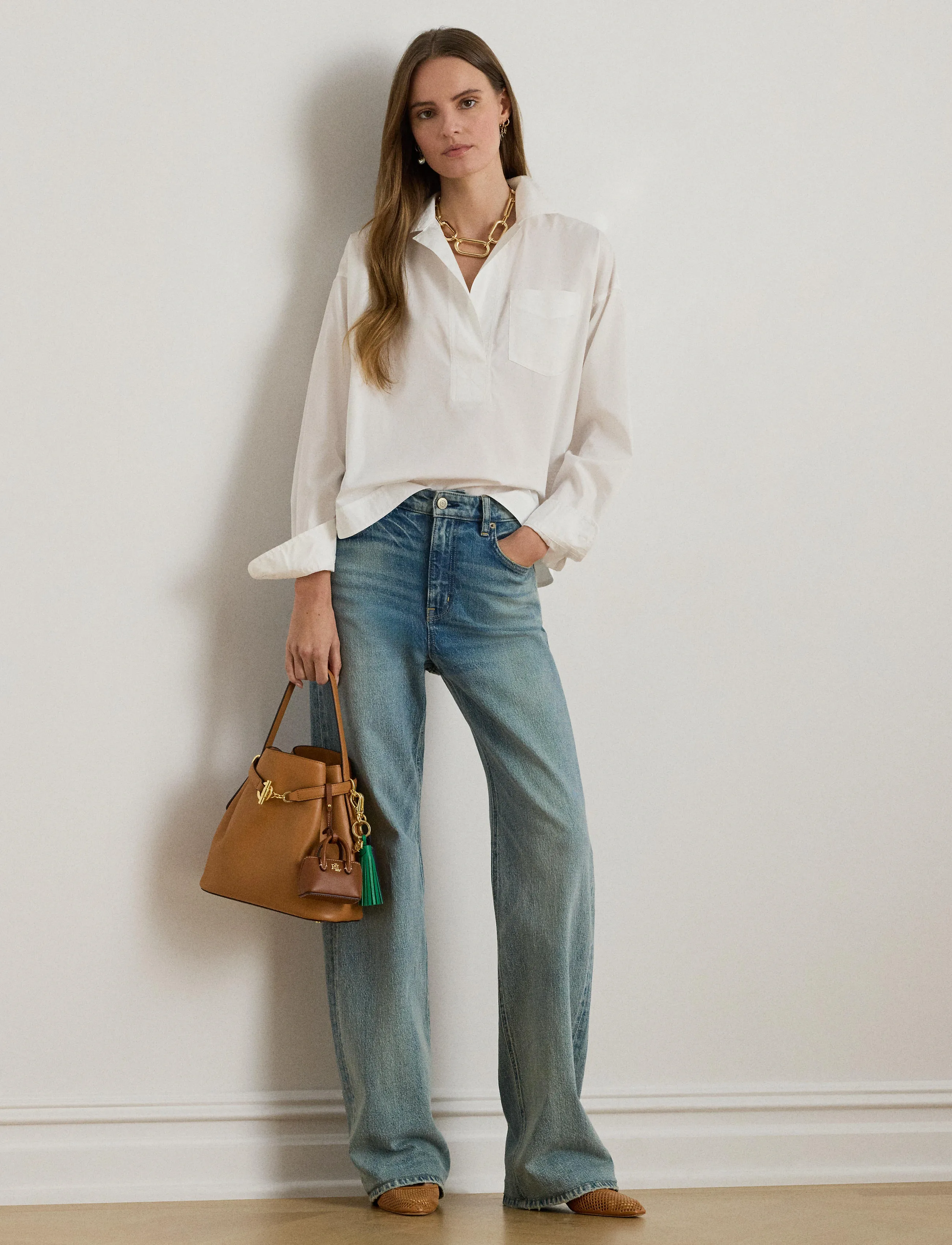 Lauren Ralph Lauren - Cotton Broadcloth Cropped Shirt - langärmlige hemden - white - 5