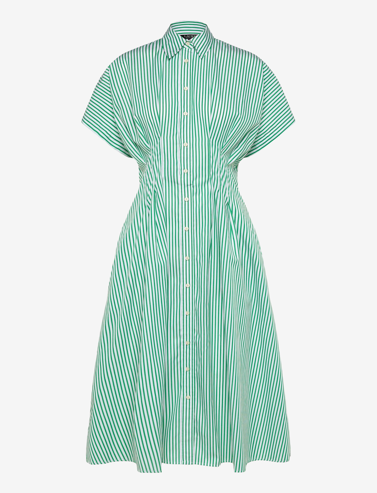 Lauren Ralph Lauren - Striped Pleated Broadcloth Shirtdress - hemdkleider - green/white multi - 0