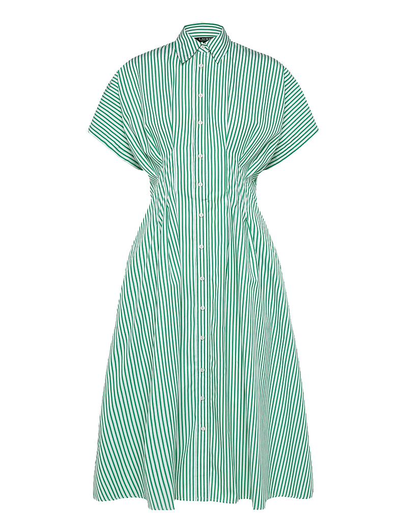 Lauren Ralph Lauren - Striped Pleated Broadcloth Shirtdress - hemdkleider - green/white multi - 0
