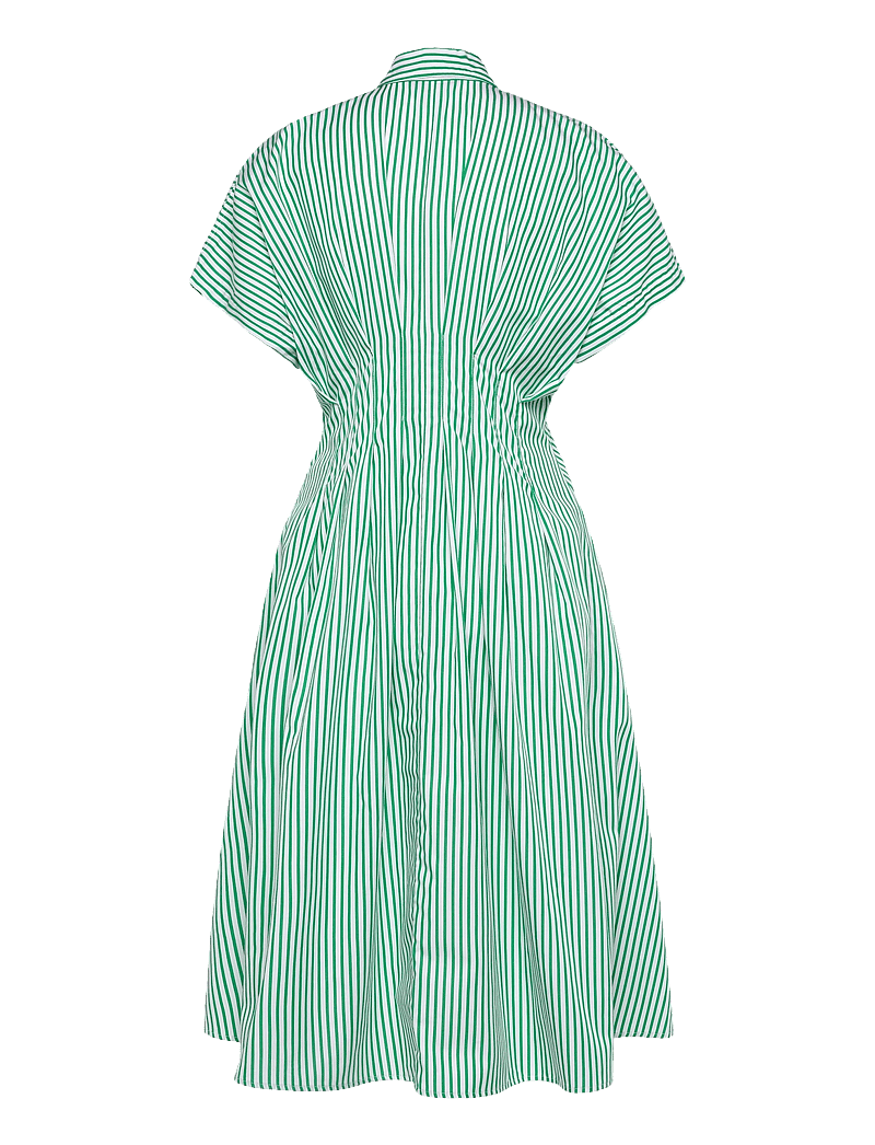 Lauren Ralph Lauren - Striped Pleated Broadcloth Shirtdress - hemdkleider - green/white multi - 1
