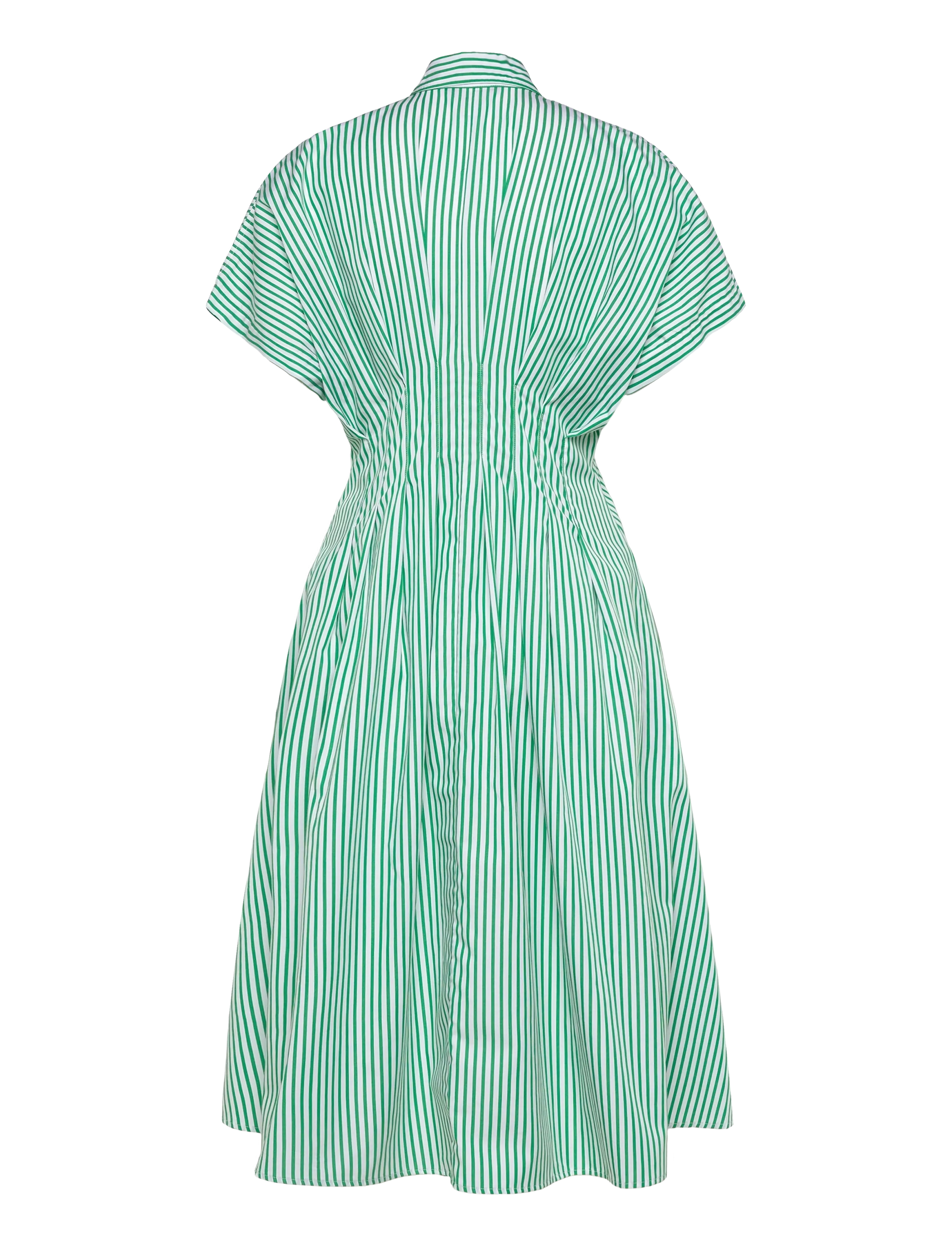 Lauren Ralph Lauren - Striped Pleated Broadcloth Shirtdress - sukienki koszulowe - green/white multi - 2