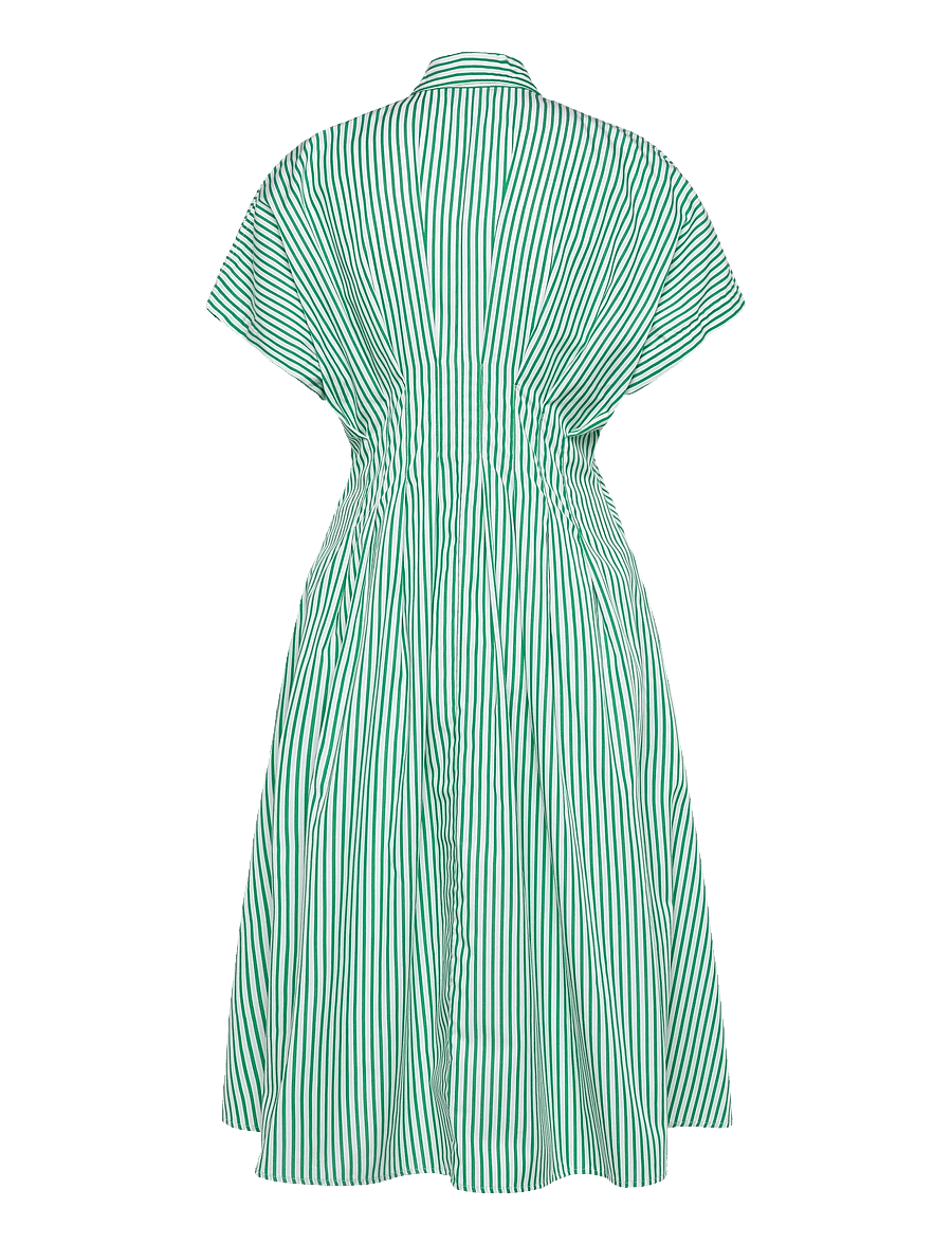 Lauren Ralph Lauren - Striped Pleated Broadcloth Shirtdress - skjortekjoler - green/white multi - 2
