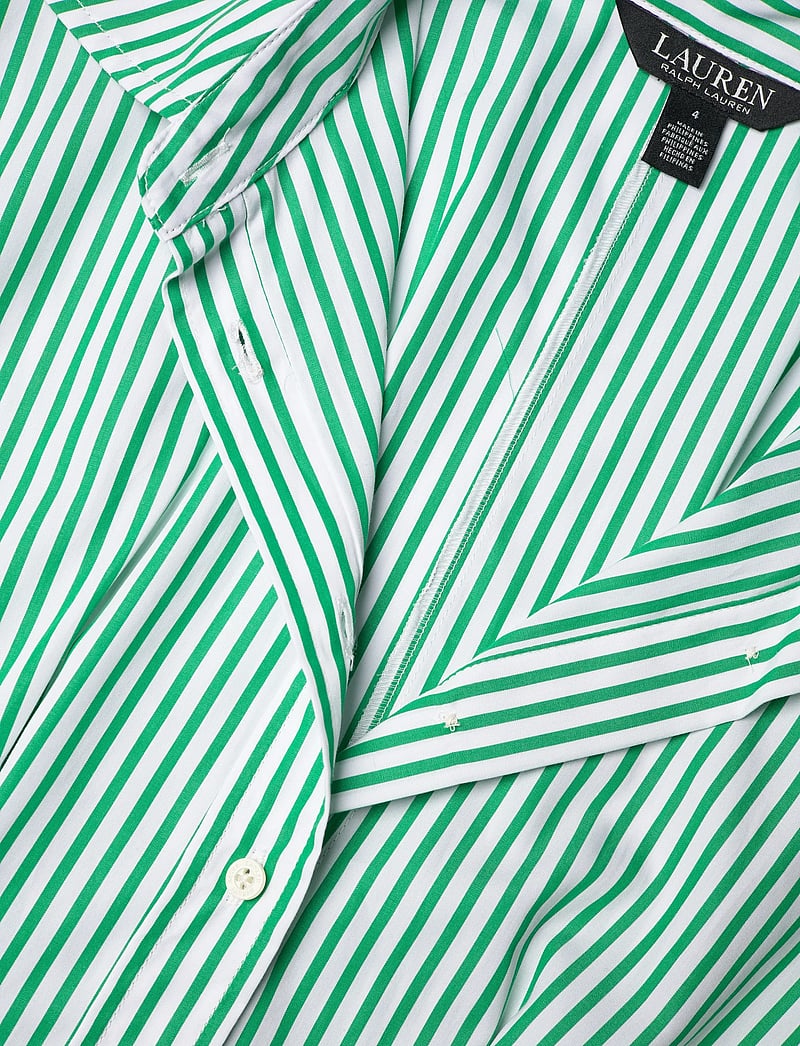 Lauren Ralph Lauren - Striped Pleated Broadcloth Shirtdress - hemdkleider - green/white multi - 2