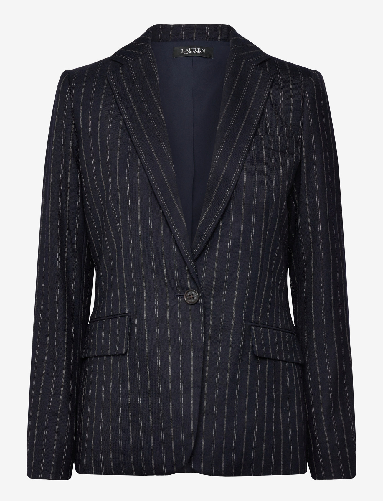 Lauren Ralph Lauren - Striped Wool-Blend Twill Blazer - enkelknäppta kavajer - navy/cream - 0