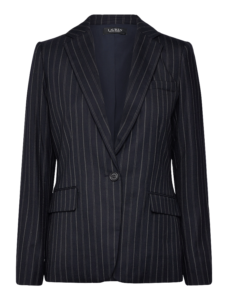 Lauren Ralph Lauren - Striped Wool-Blend Twill Blazer - enkelknäppta kavajer - navy/cream - 0