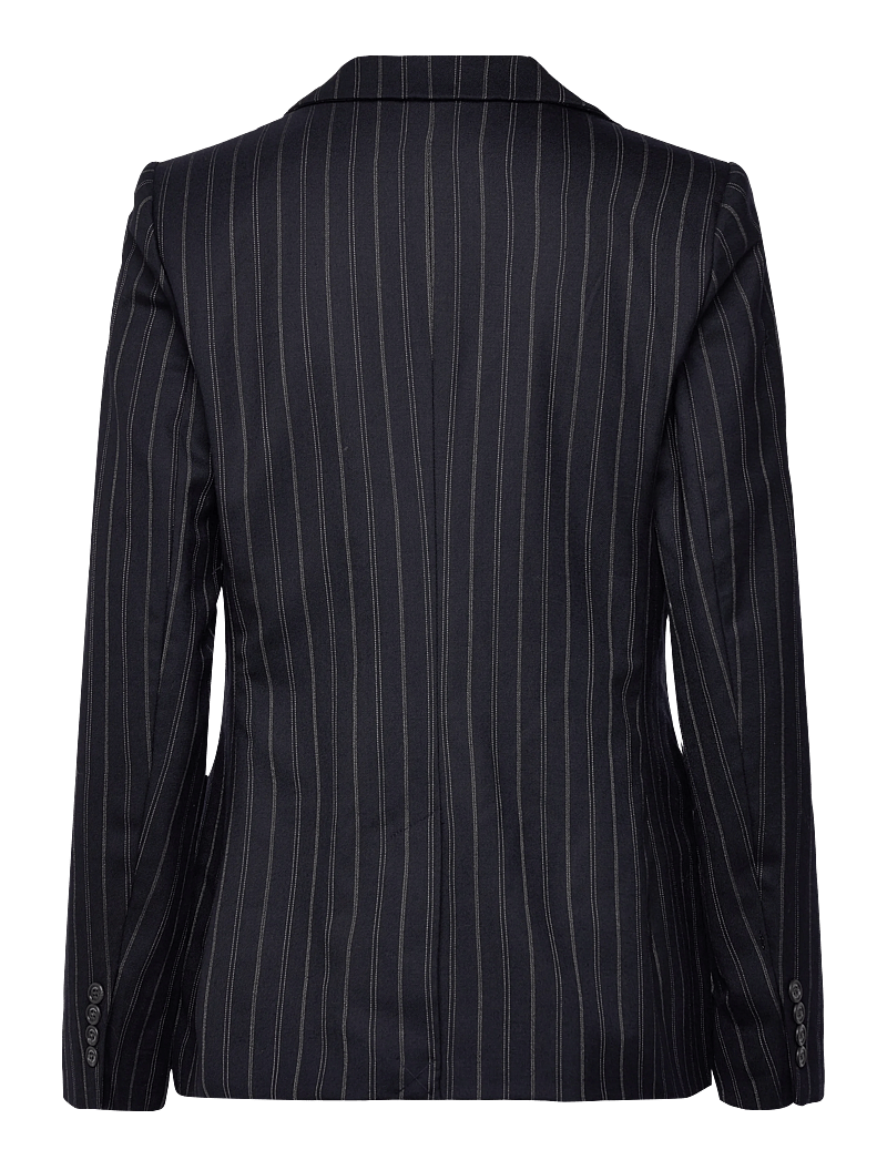 Lauren Ralph Lauren - Striped Wool-Blend Twill Blazer - enkelknäppta kavajer - navy/cream - 1
