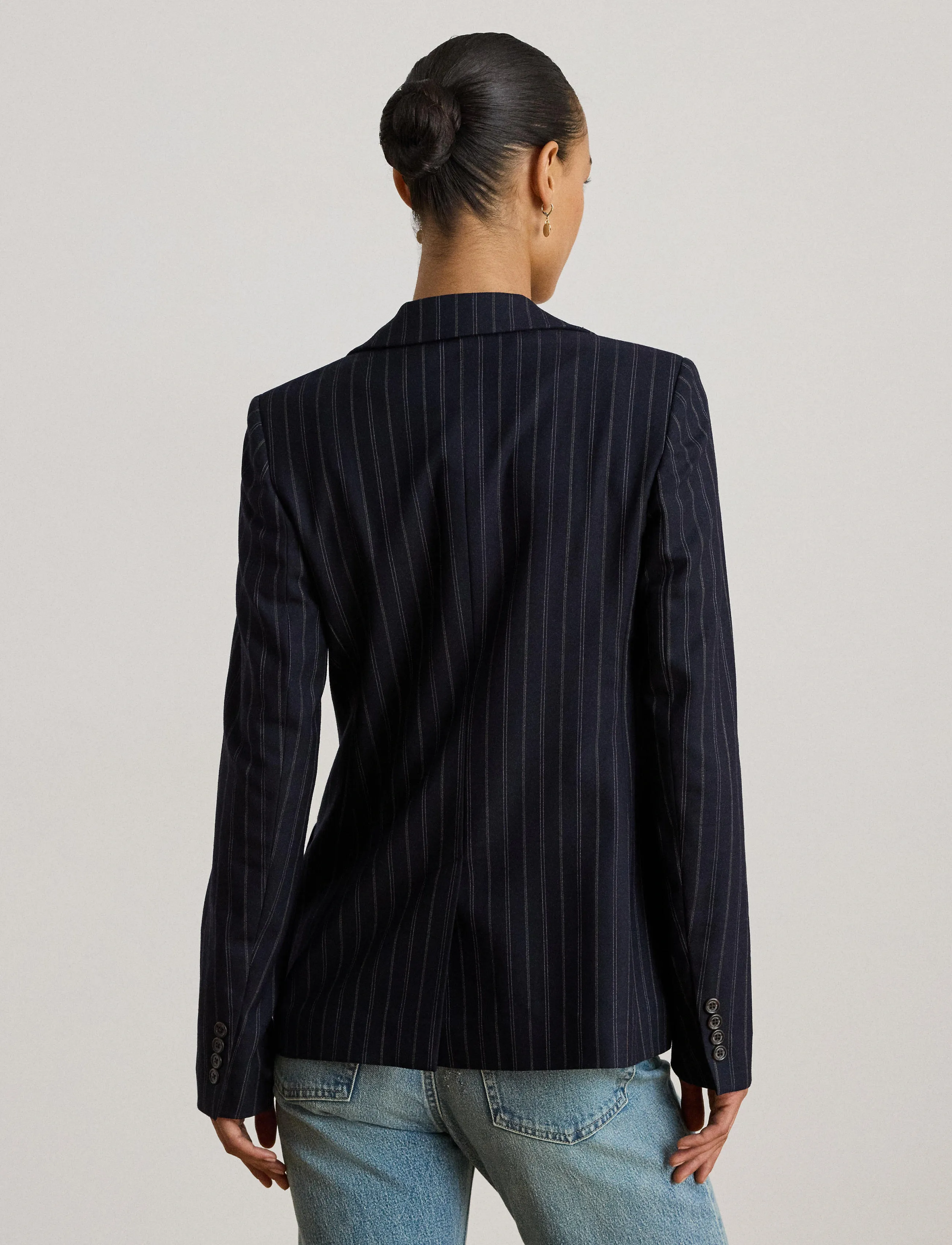 Lauren Ralph Lauren - Striped Wool-Blend Twill Blazer - navy/cream - 3