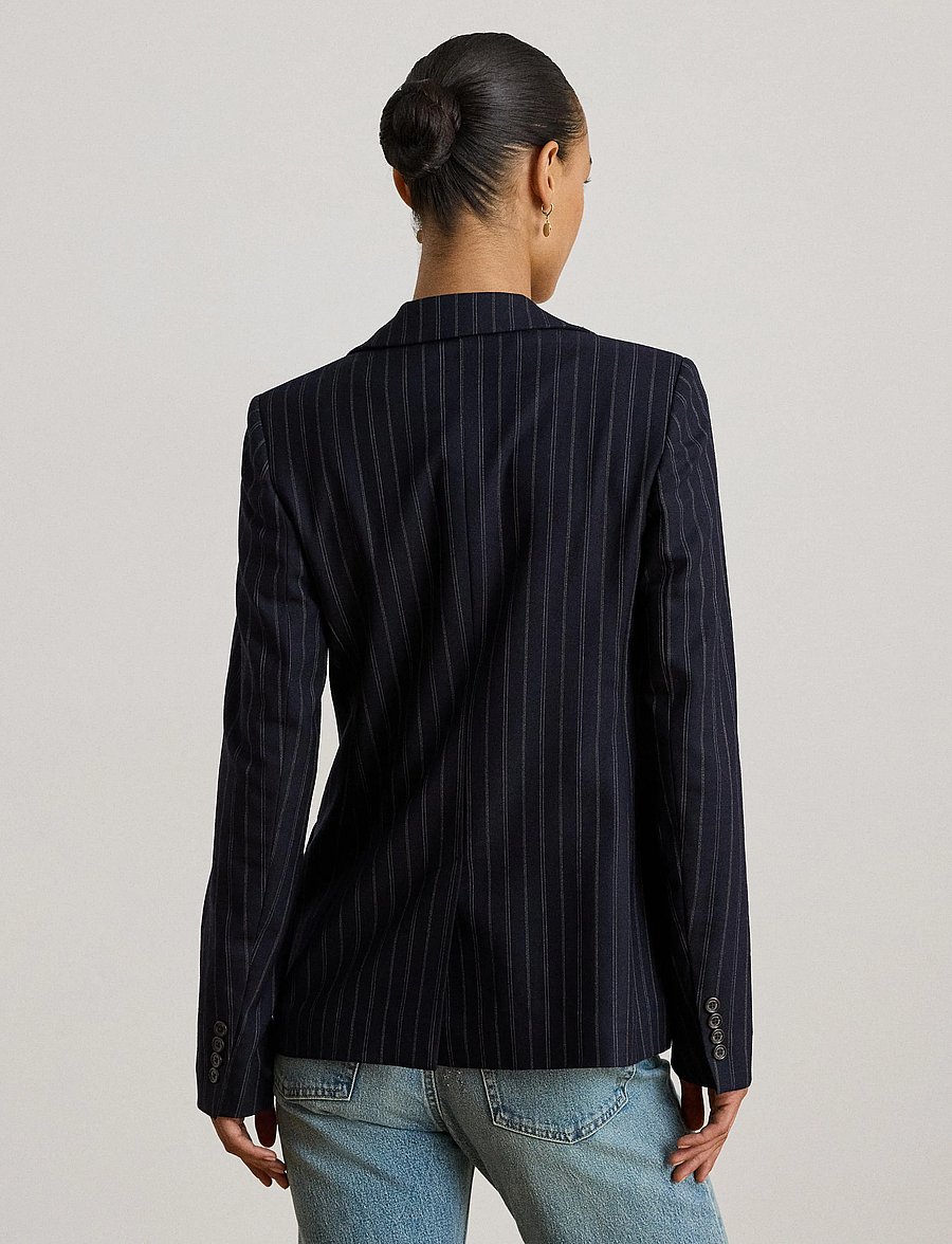 Lauren Ralph Lauren - Striped Wool-Blend Twill Blazer - navy/cream - 3