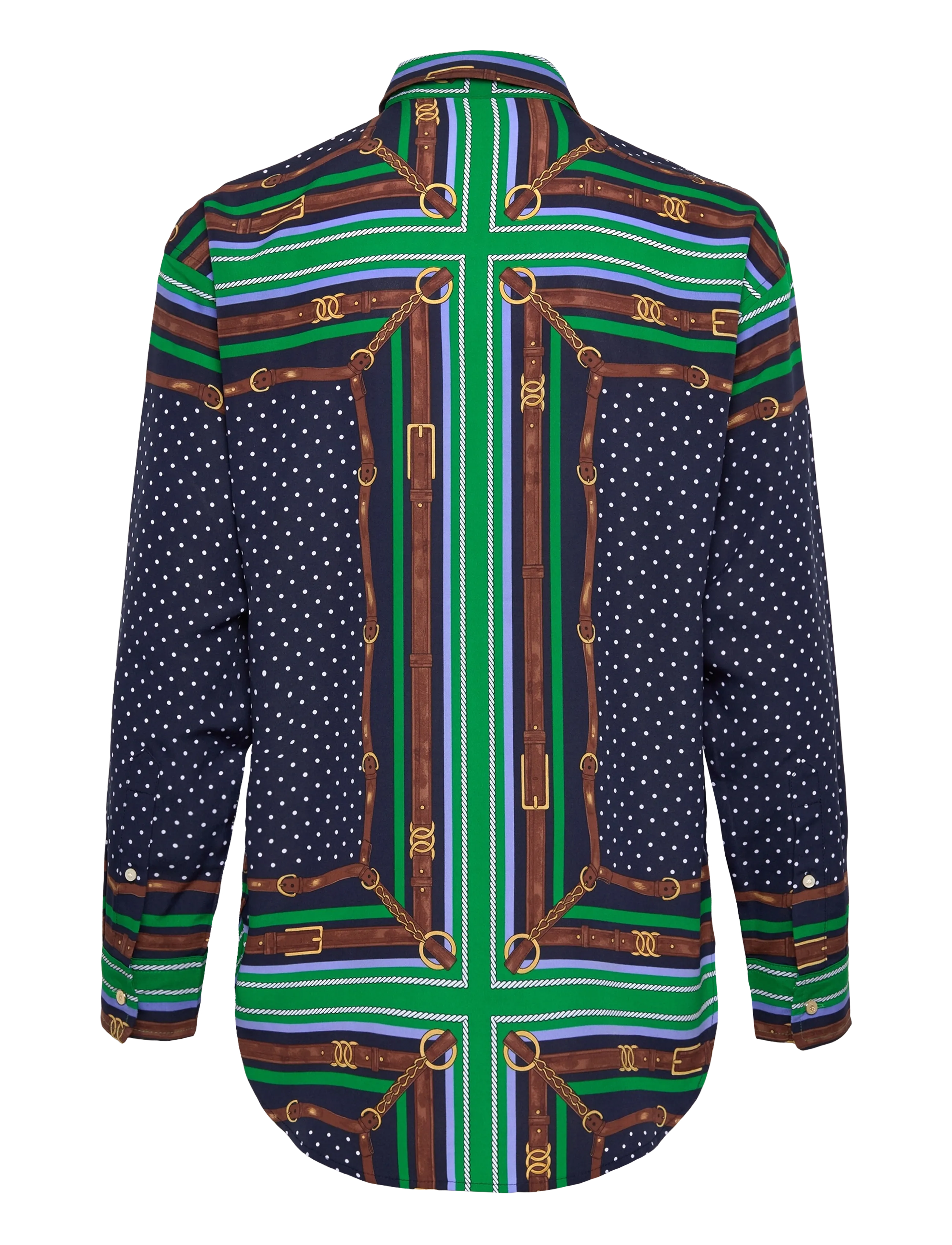 Lauren Ralph Lauren - Relaxed Fit Belting & Polka-Dot Shirt - koszule z długimi rękawami - blue multi - 2