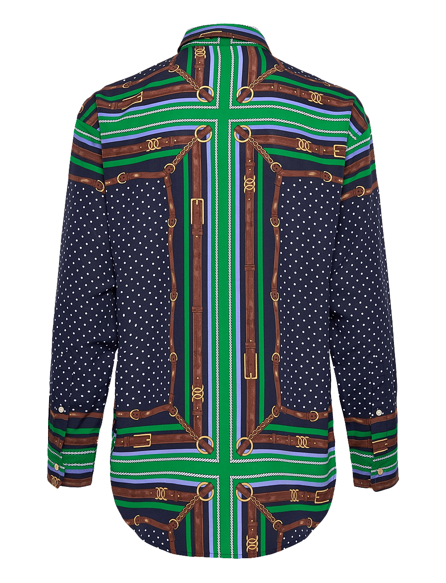 Lauren Ralph Lauren - Relaxed Fit Belting & Polka-Dot Shirt - long-sleeved shirts - blue multi - 2