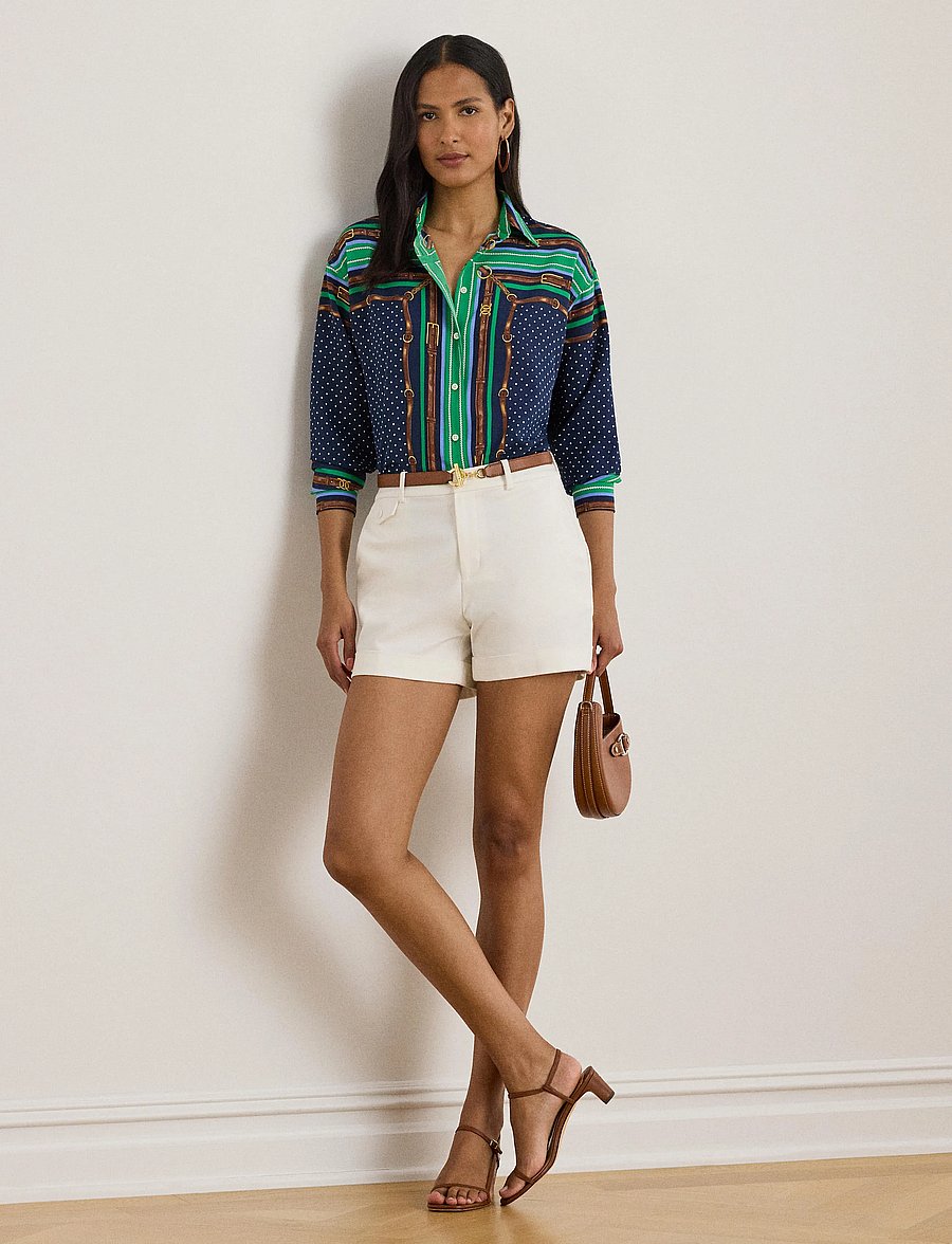 Lauren Ralph Lauren - Relaxed Fit Belting & Polka-Dot Shirt - long-sleeved shirts - blue multi - 0