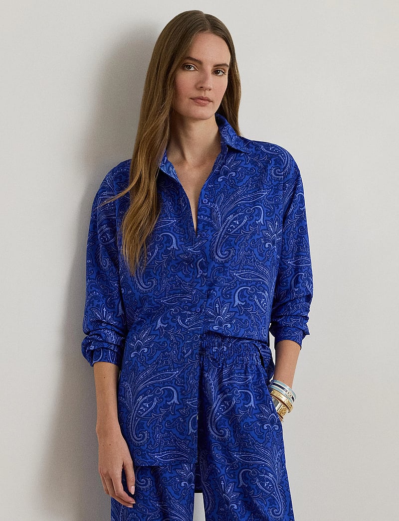 Lauren Ralph Lauren - Relaxed Fit Paisley Crepe Shirt - langärmlige hemden - blue multi - 3