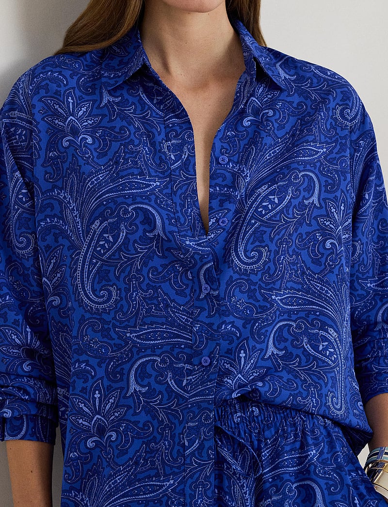 Lauren Ralph Lauren - Relaxed Fit Paisley Crepe Shirt - langärmlige hemden - blue multi - 4