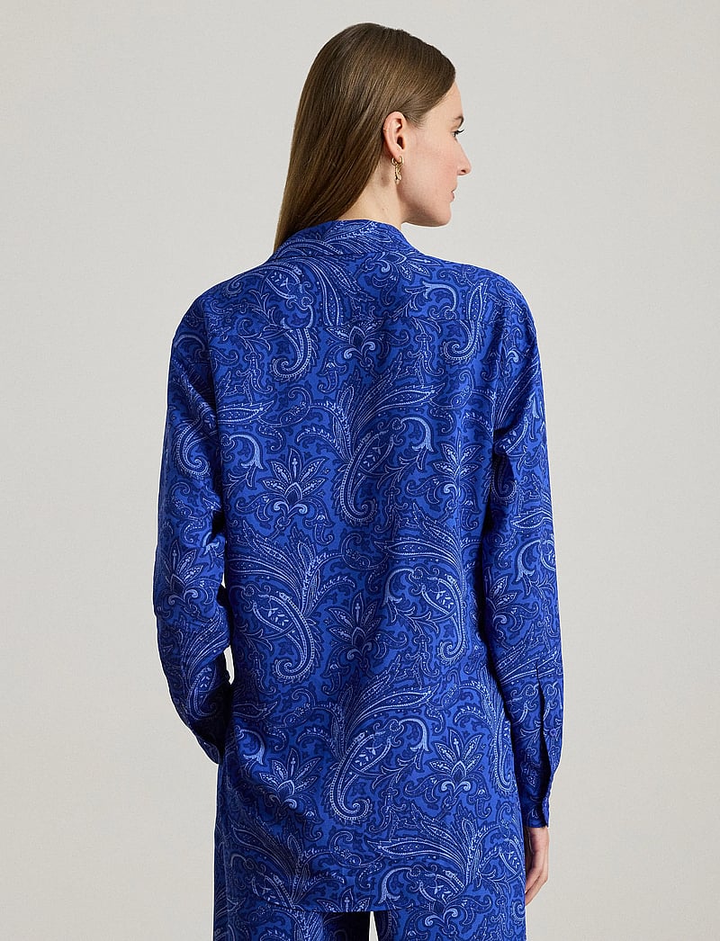 Lauren Ralph Lauren - Relaxed Fit Paisley Crepe Shirt - langärmlige hemden - blue multi - 5